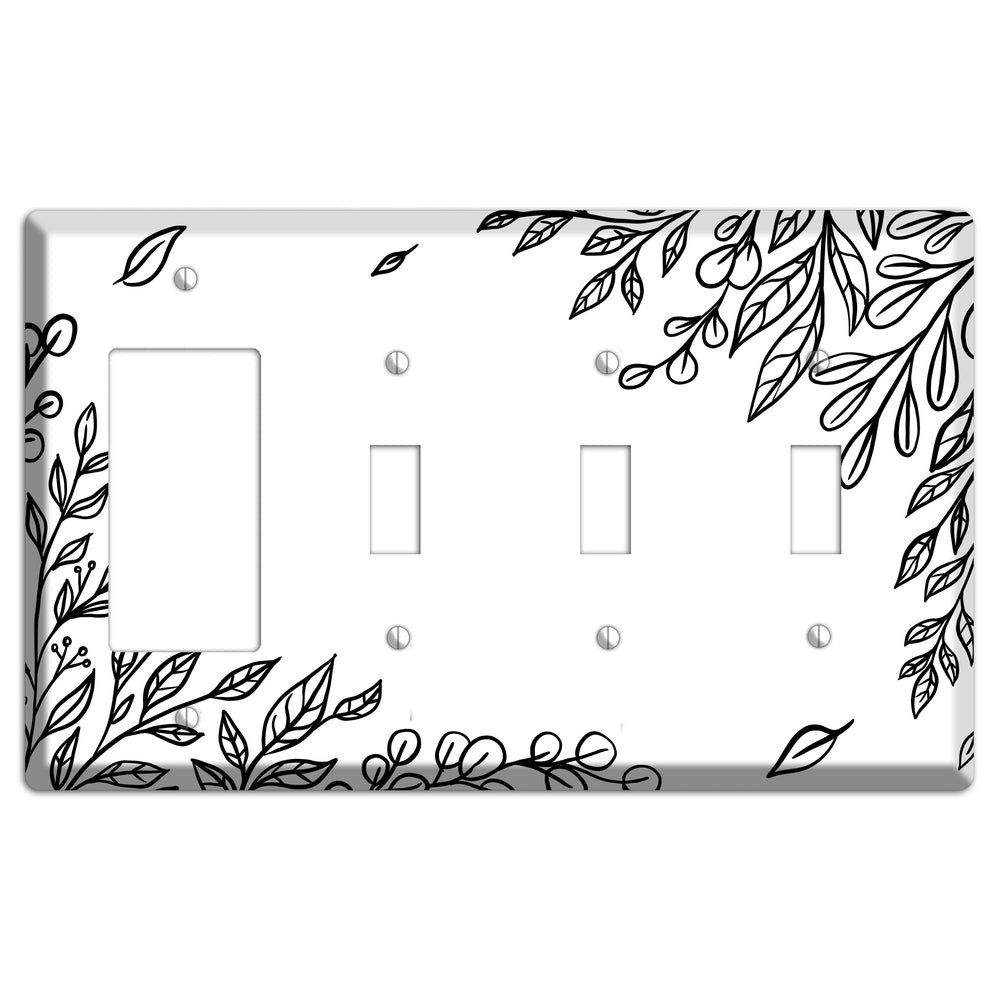 Hand-Drawn Floral 21 Rocker / 3 Toggle Wallplate