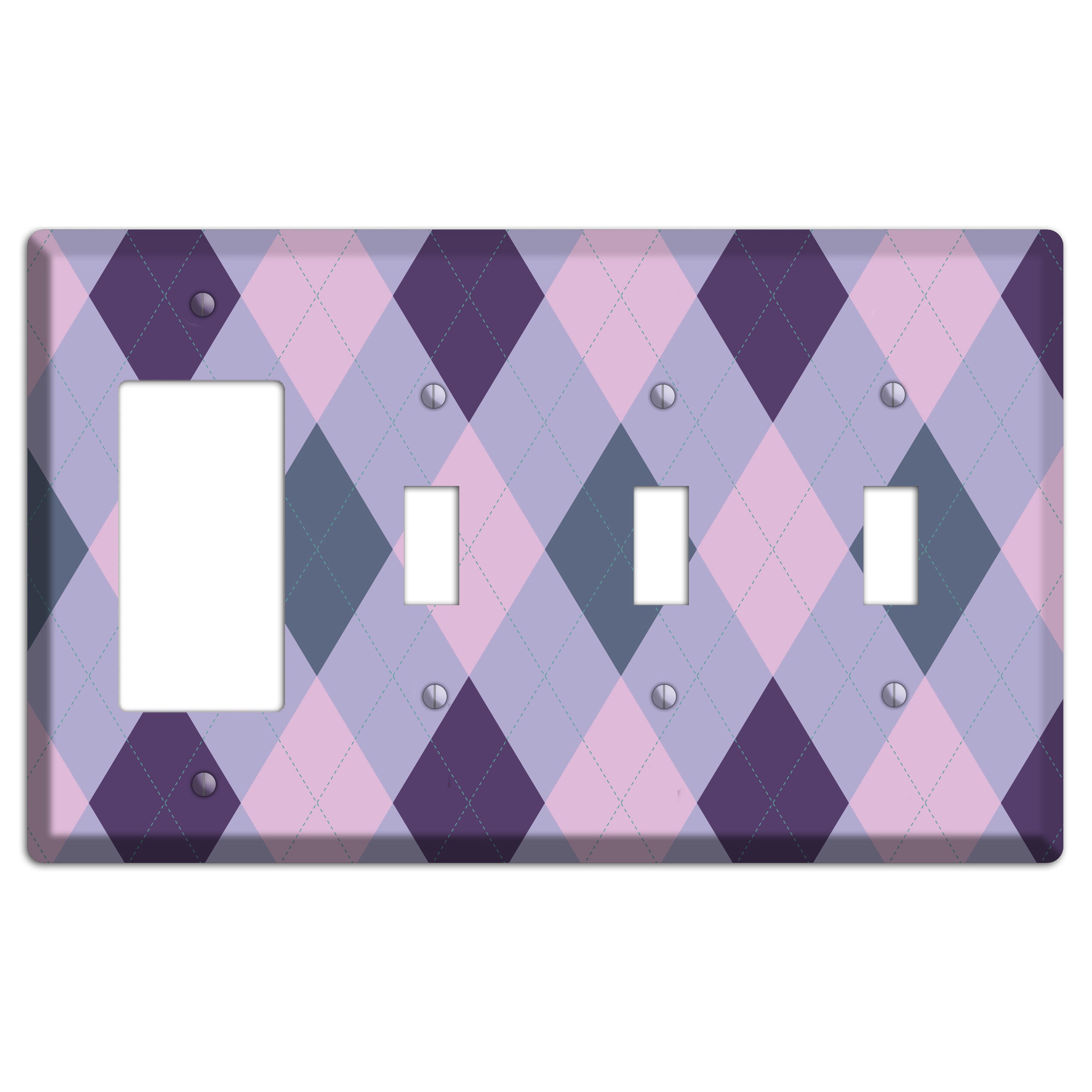 Orange and Tan Argyle Rocker / 3 Toggle Wallplate
