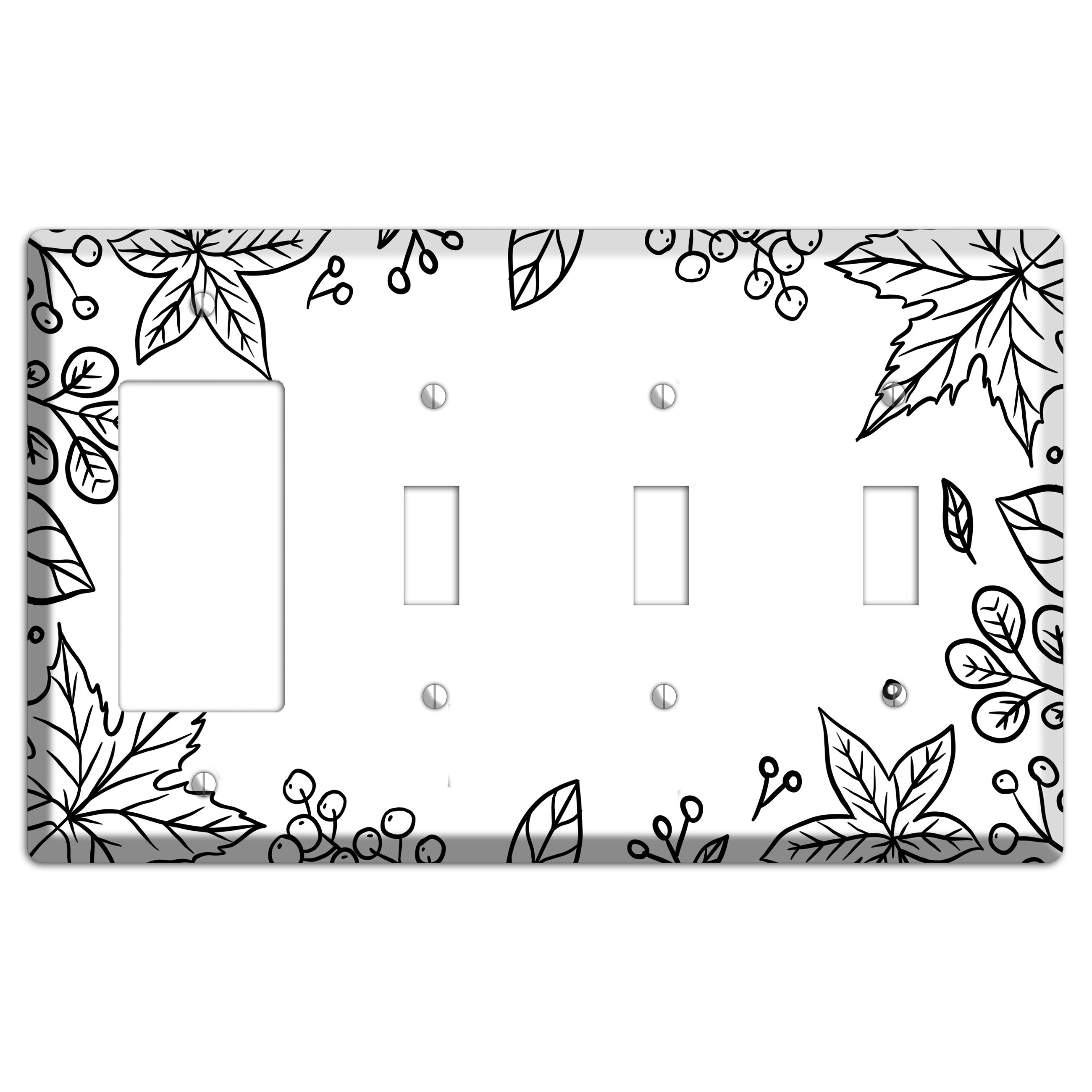 Hand-Drawn Floral 25 Rocker / 3 Toggle Wallplate