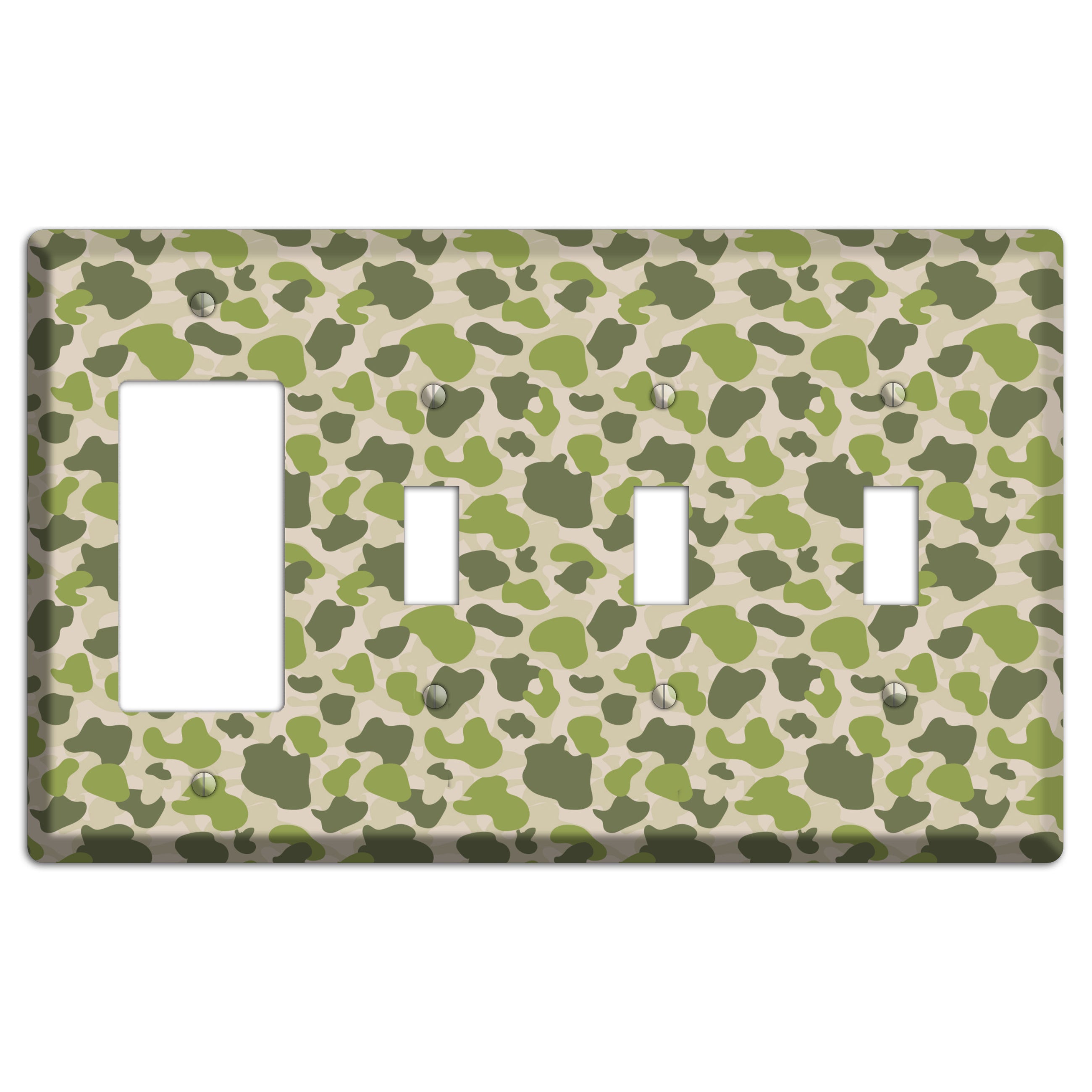 Jungle Green Parachute Camo Rocker / 3 Toggle Wallplate