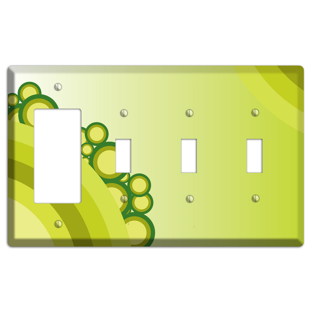 Green Rainbow Dots Rocker / 3 Toggle Wallplate