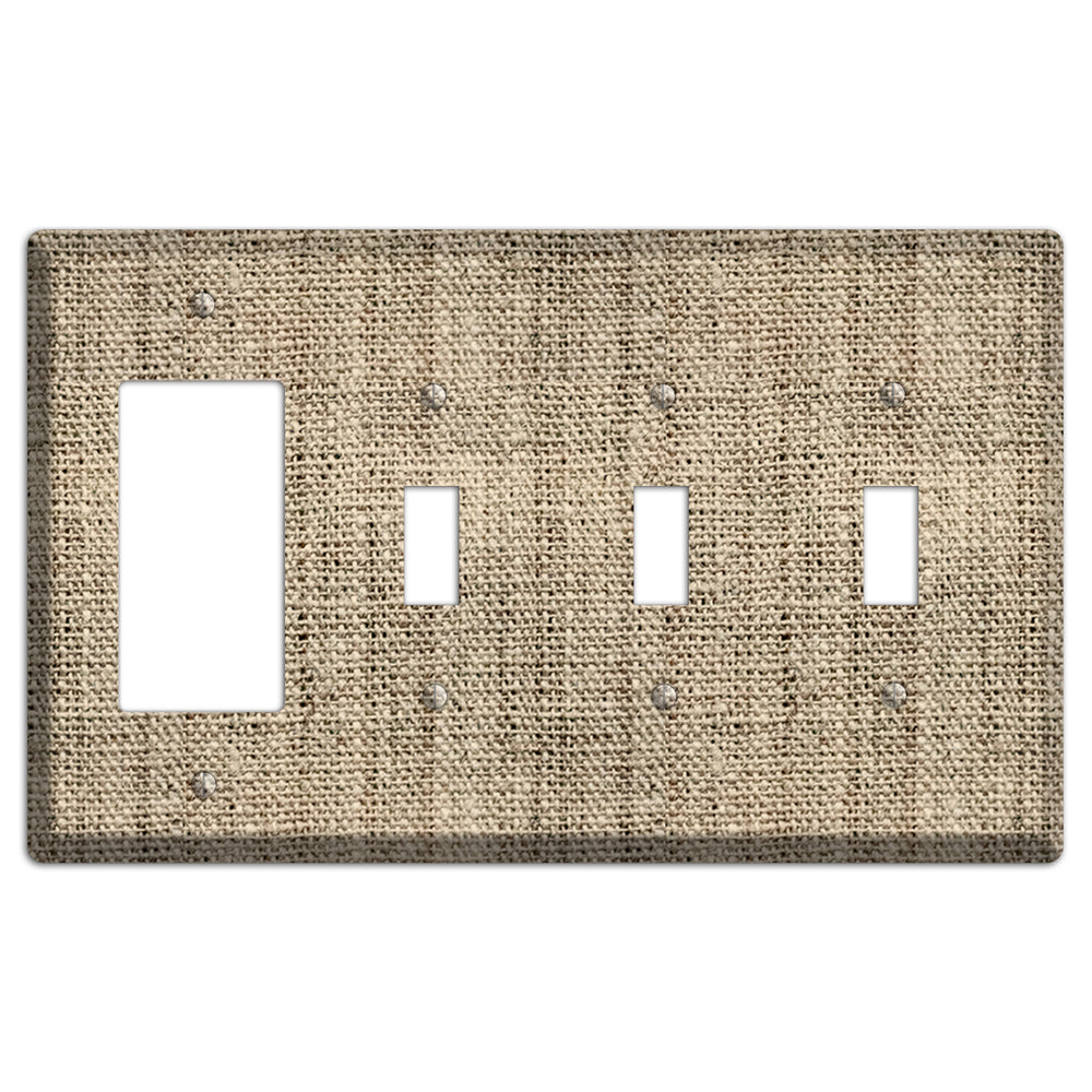 Hillary Burlap Rocker / 3 Toggle Wallplate