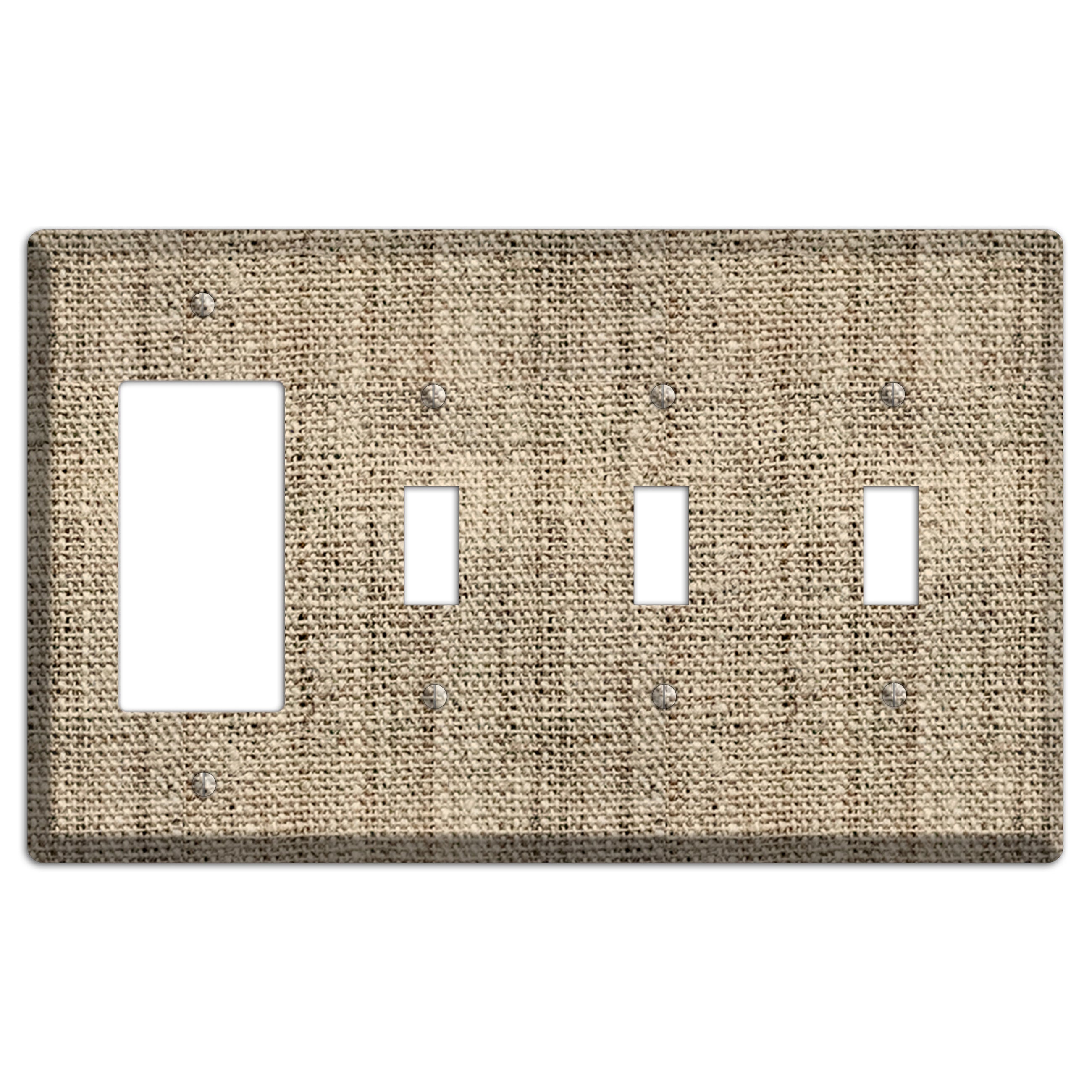Hillary Burlap Rocker / 3 Toggle Wallplate