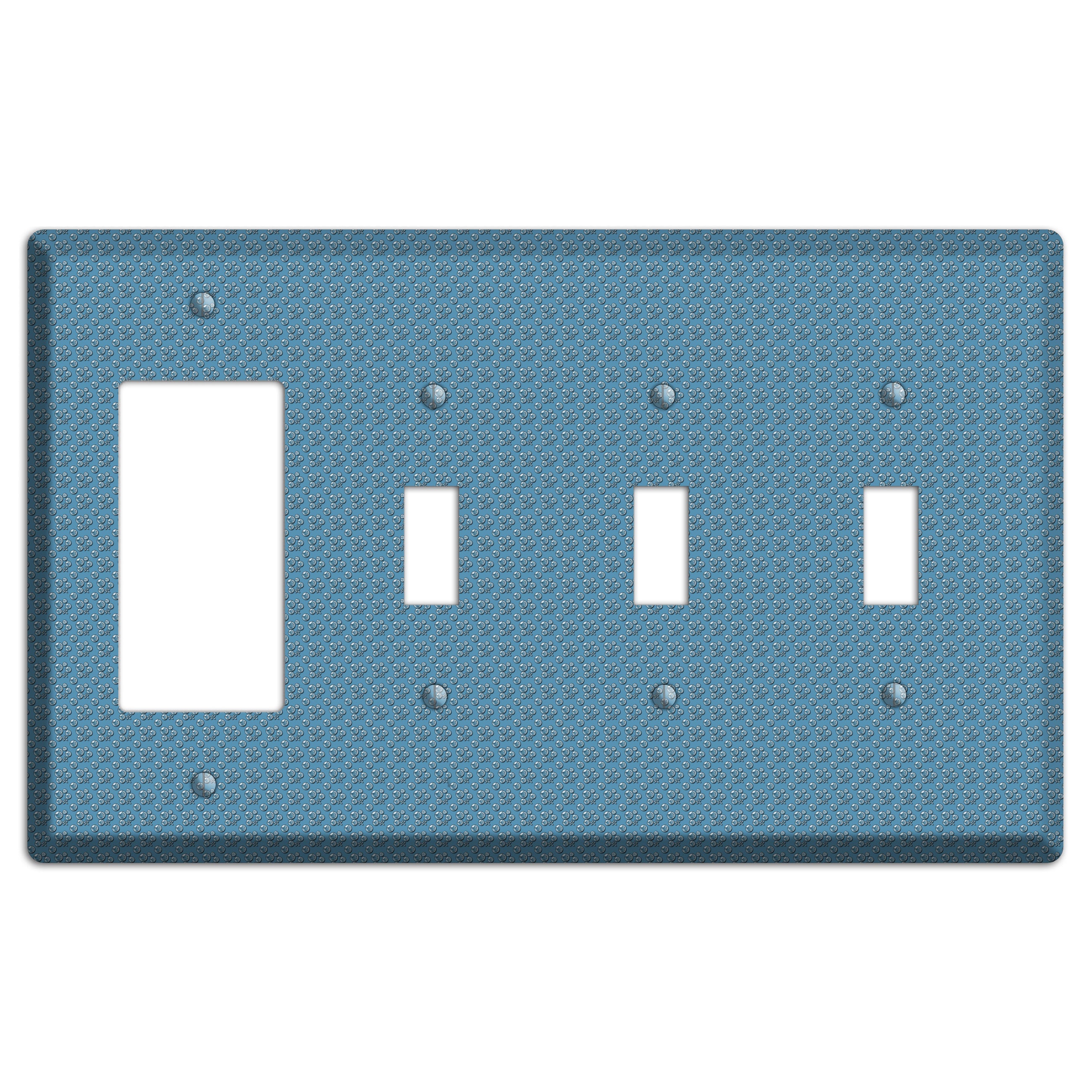 Blue Bubbles Rocker / 3 Toggle Wallplate
