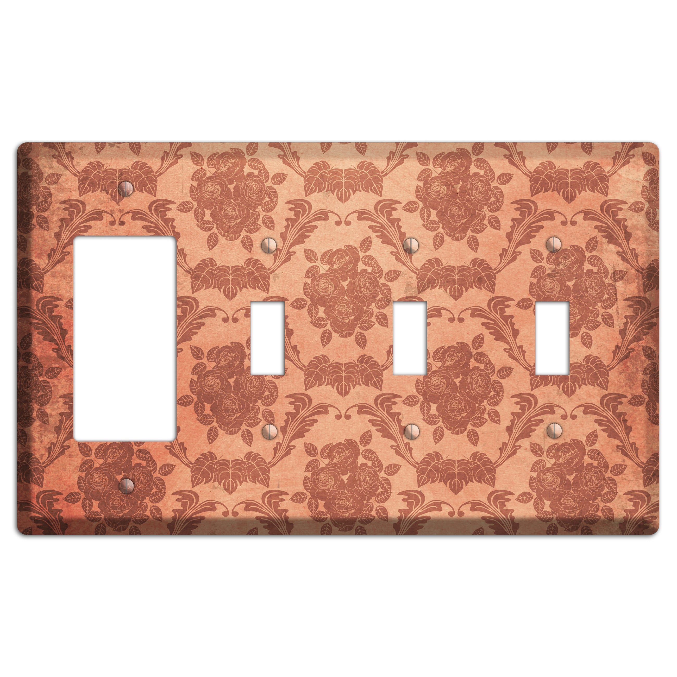 Contessa Vintage Rose Damask Rocker / 3 Toggle Wallplate