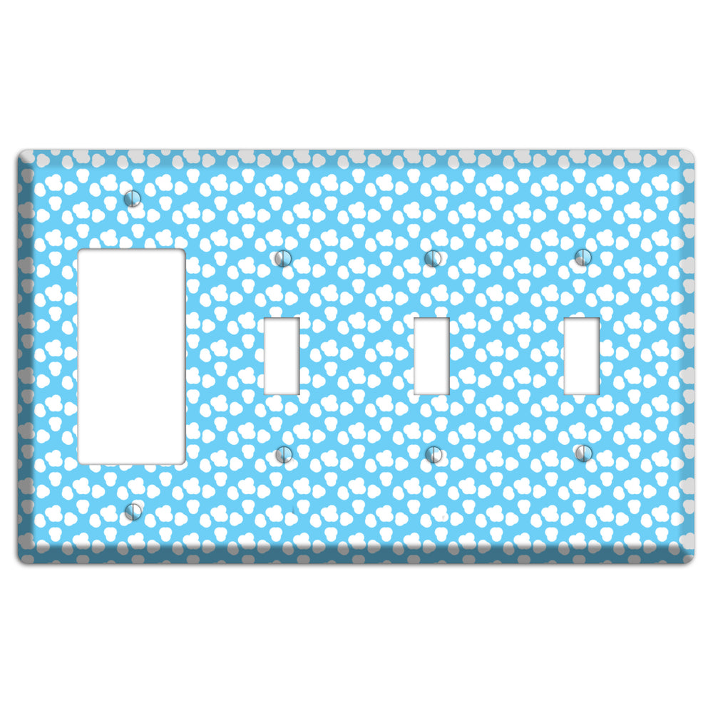 Blue Small Clouds Rocker / 3 Toggle Wallplate