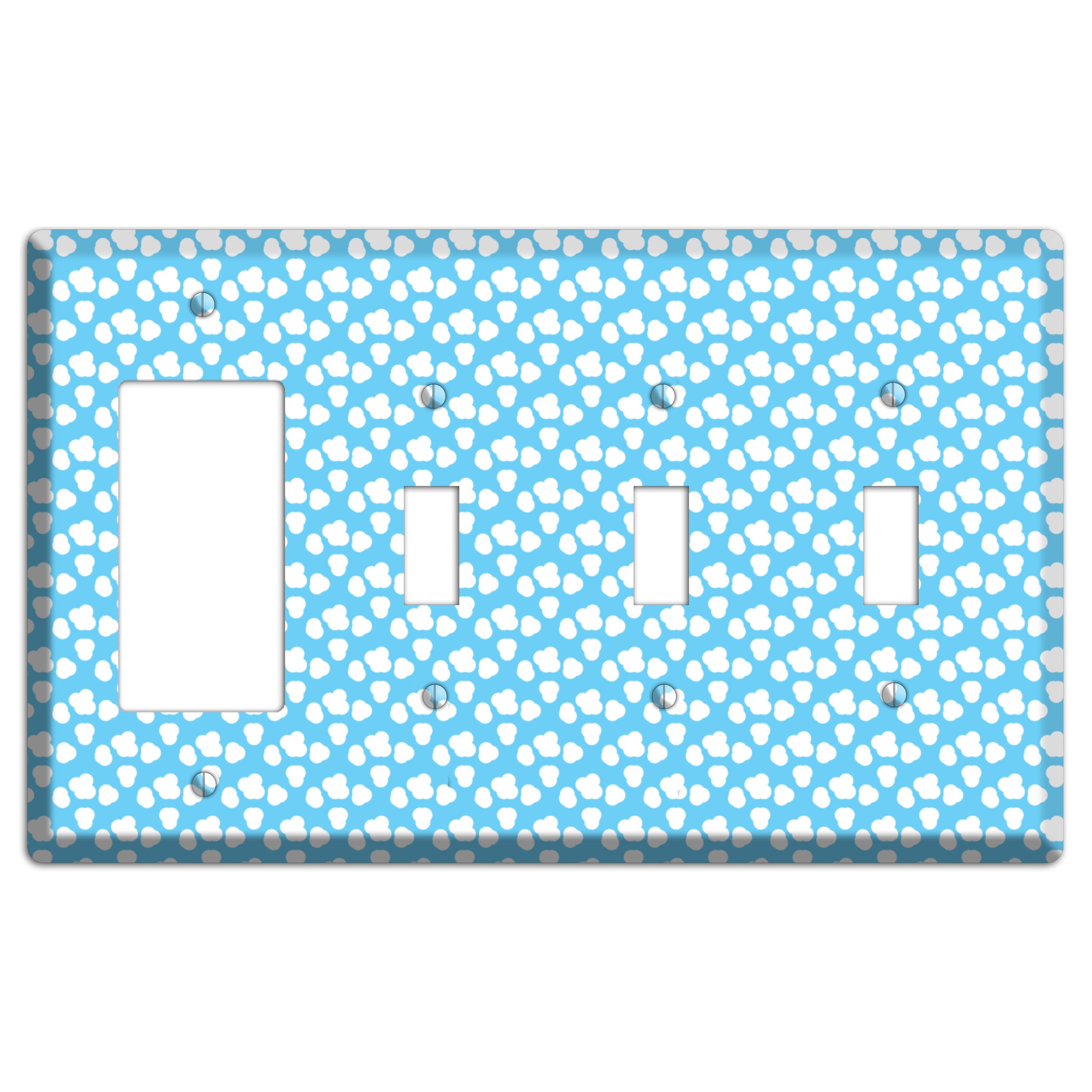 Blue Small Clouds Rocker / 3 Toggle Wallplate