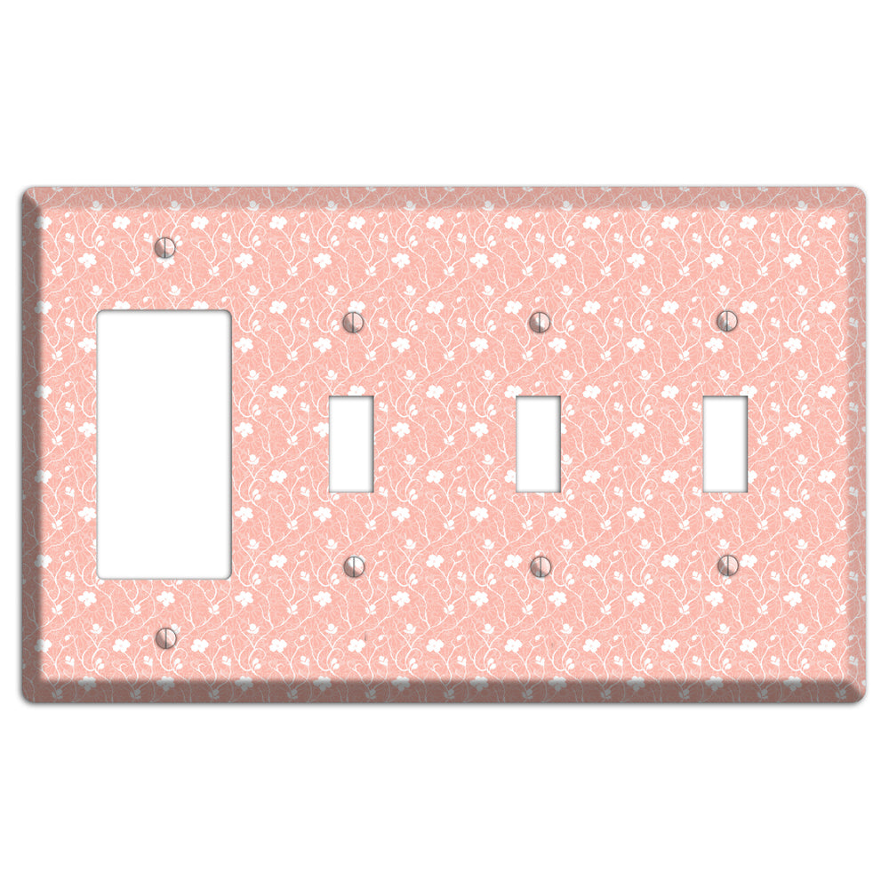 Salmon Sprig Rocker / 3 Toggle Wallplate