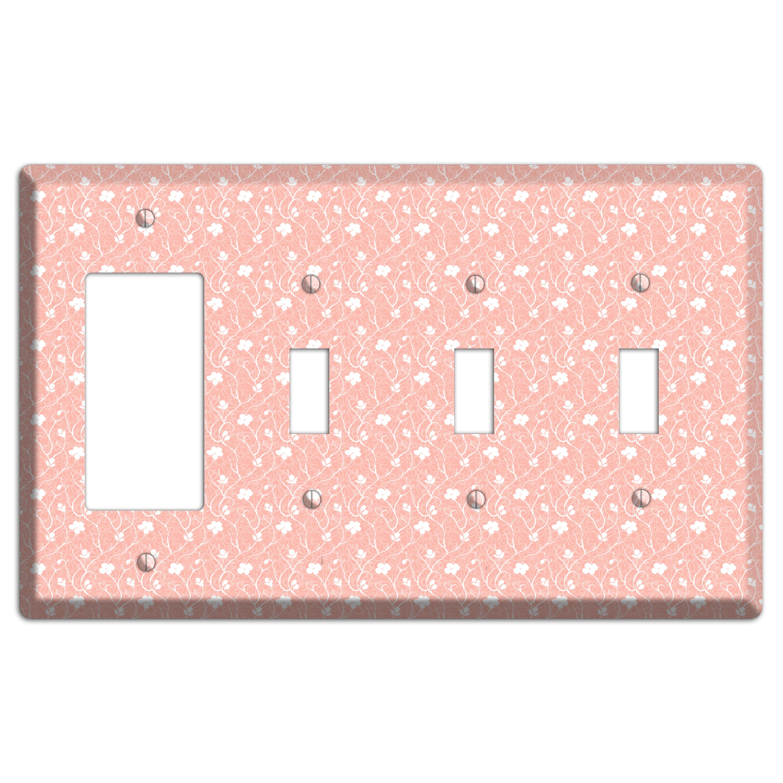 Salmon Sprig Rocker / 3 Toggle Wallplate