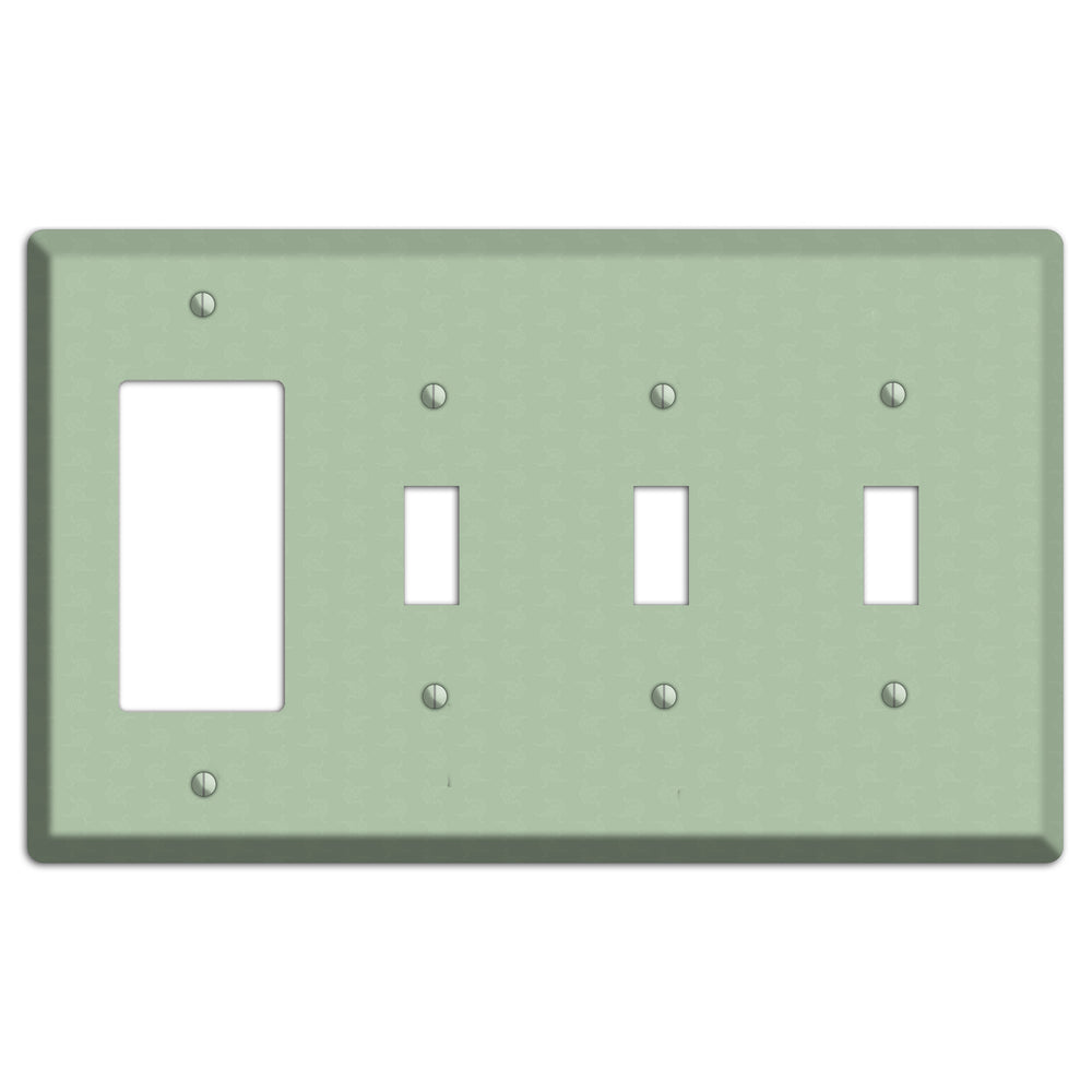 Sage Tiny Cartouche Rocker / 3 Toggle Wallplate