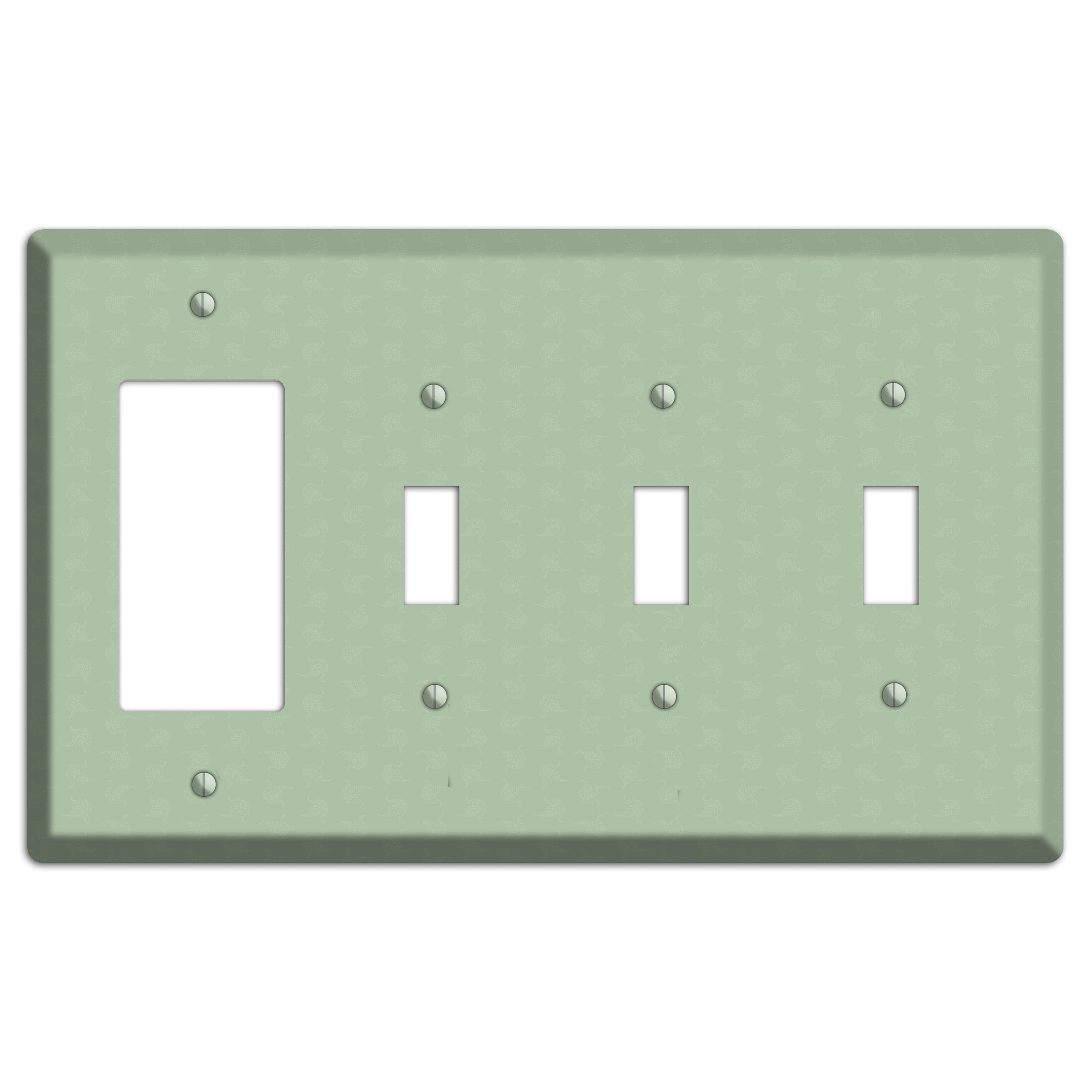 Sage Tiny Cartouche Rocker / 3 Toggle Wallplate
