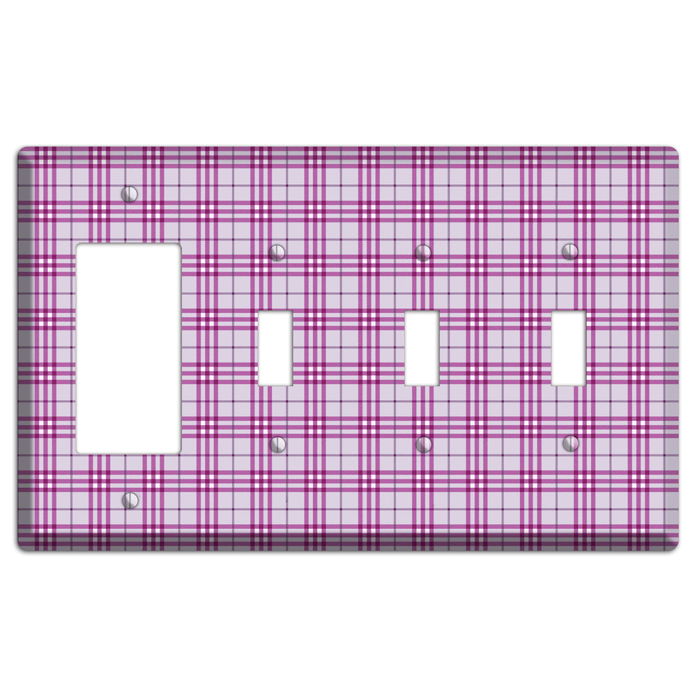 Purple Plaid Rocker / 3 Toggle Wallplate