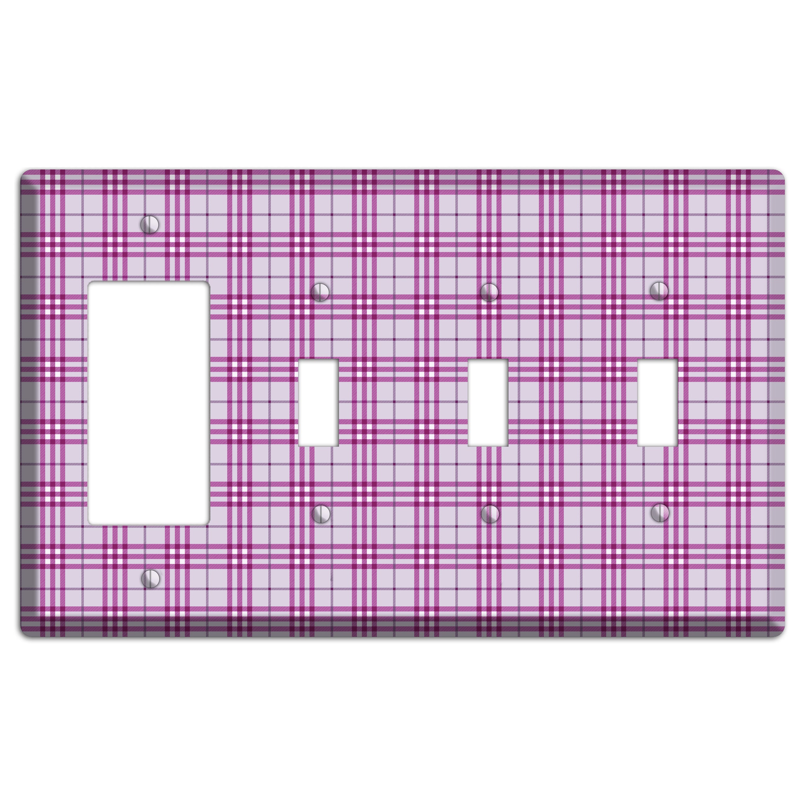Purple Plaid Rocker / 3 Toggle Wallplate