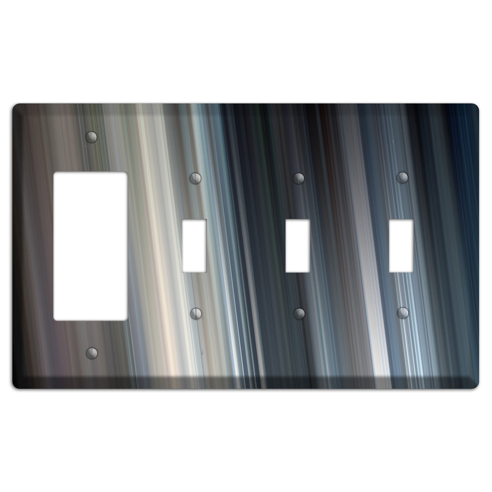 Blue Grey Ray of Light Rocker / 3 Toggle Wallplate