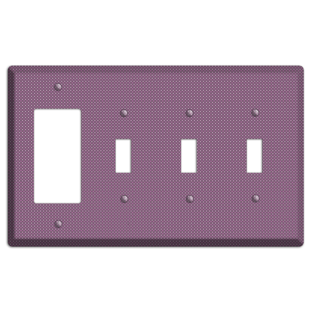 Multi Plum Tiled Tiny Foulard Rocker / 3 Toggle Wallplate
