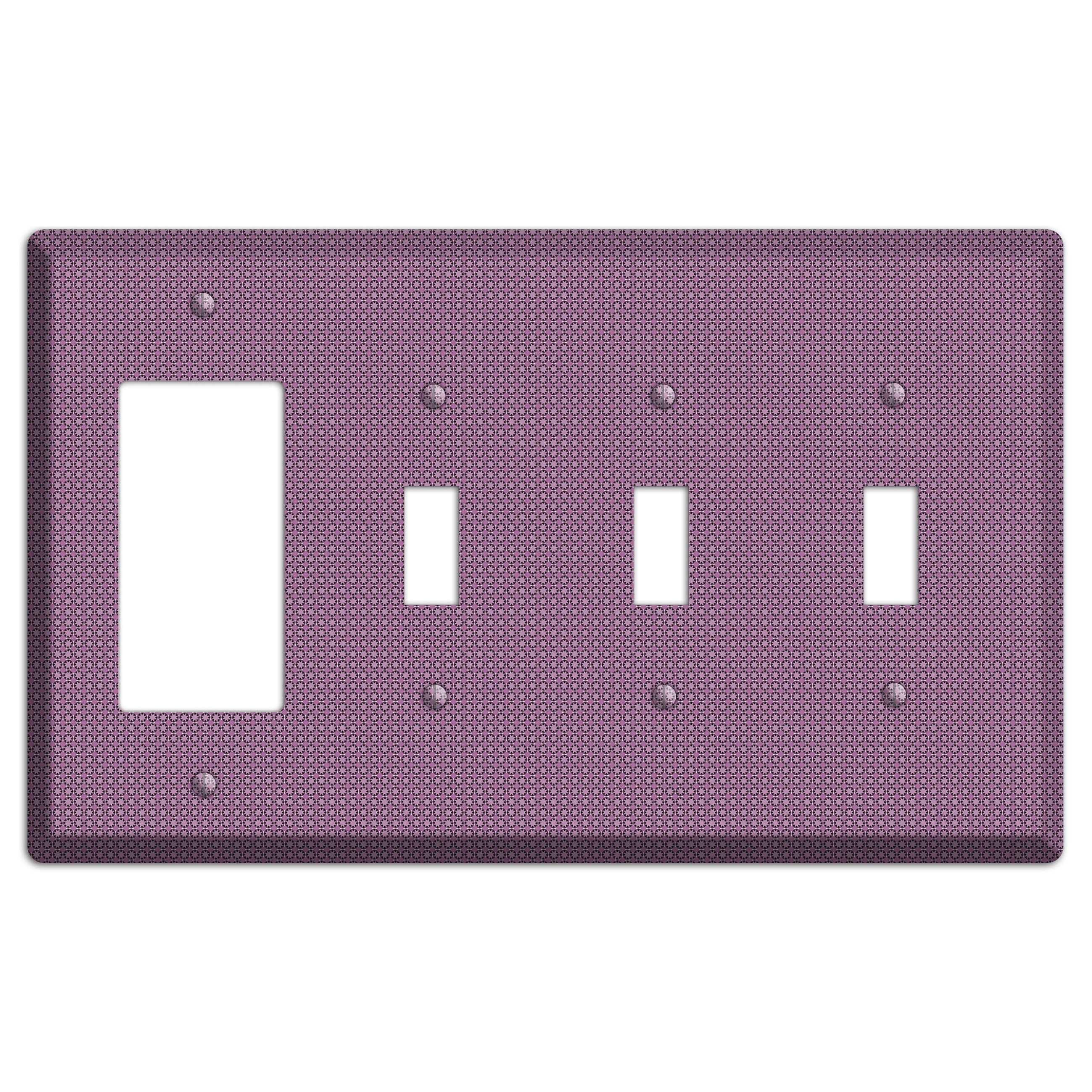 Multi Plum Tiled Tiny Foulard Rocker / 3 Toggle Wallplate
