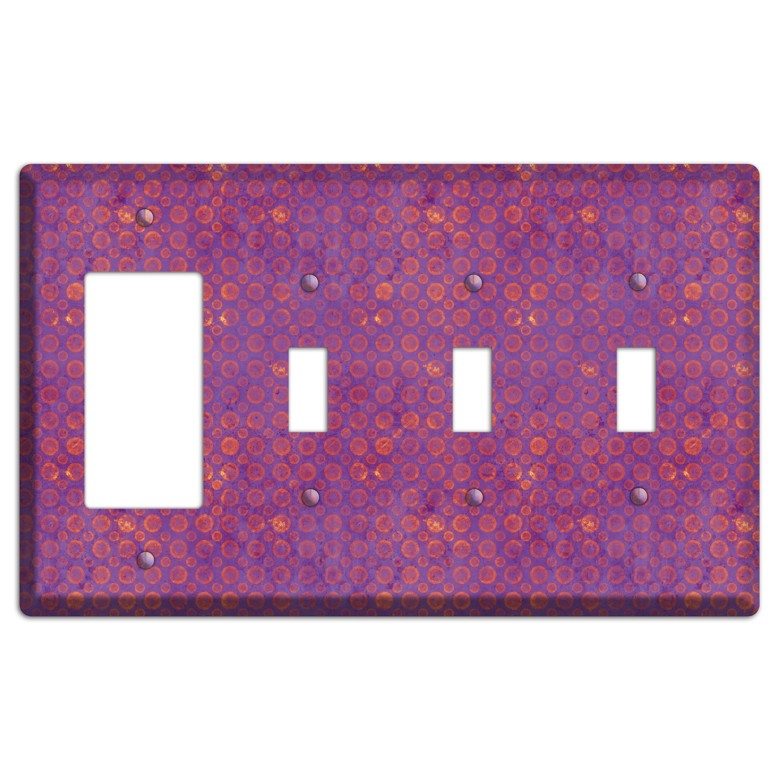 Purple and Pink Circles Rocker / 3 Toggle Wallplate