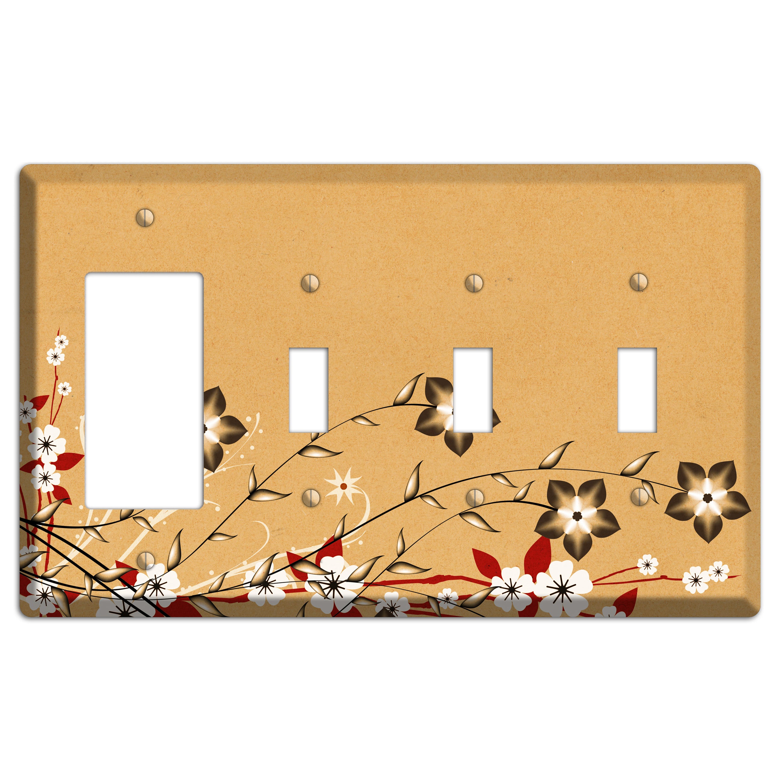 Delicate Red Flowers 2 Rocker / 3 Toggle Wallplate