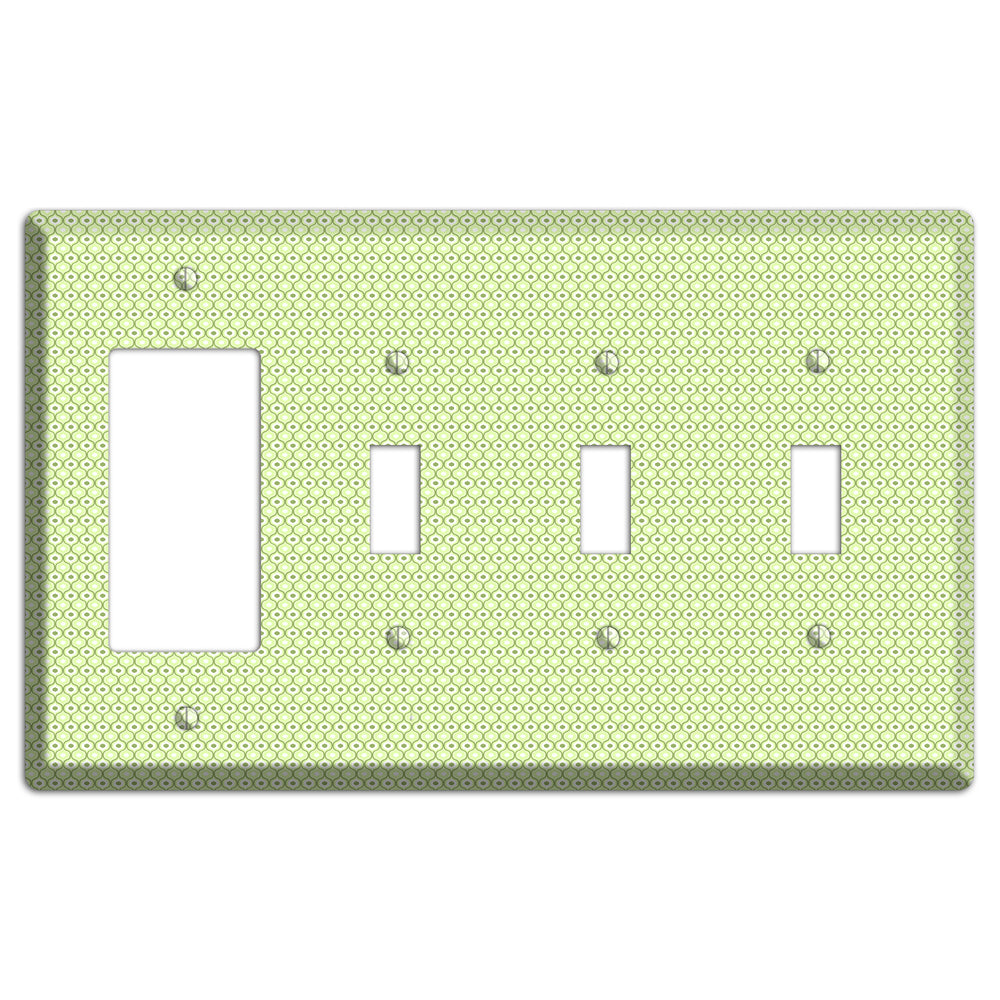 Multi Green Tiny Double Scallop Rocker / 3 Toggle Wallplate