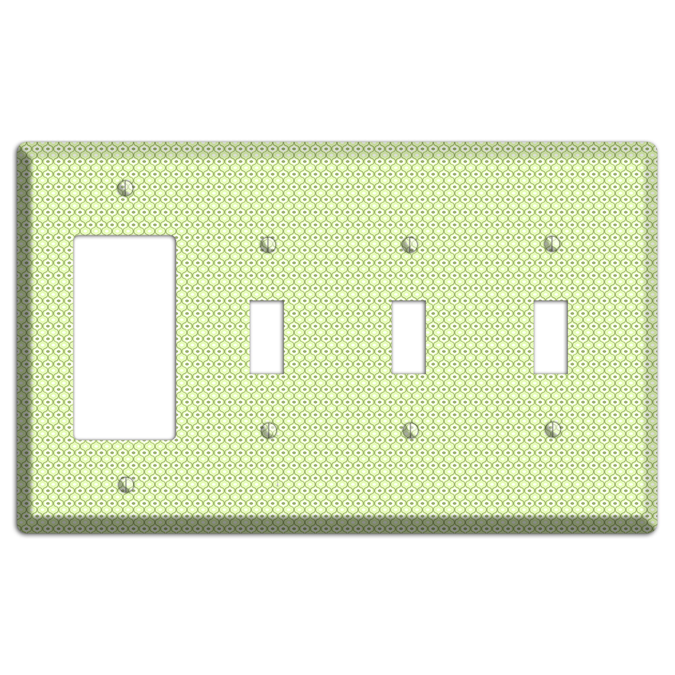 Multi Green Tiny Double Scallop Rocker / 3 Toggle Wallplate