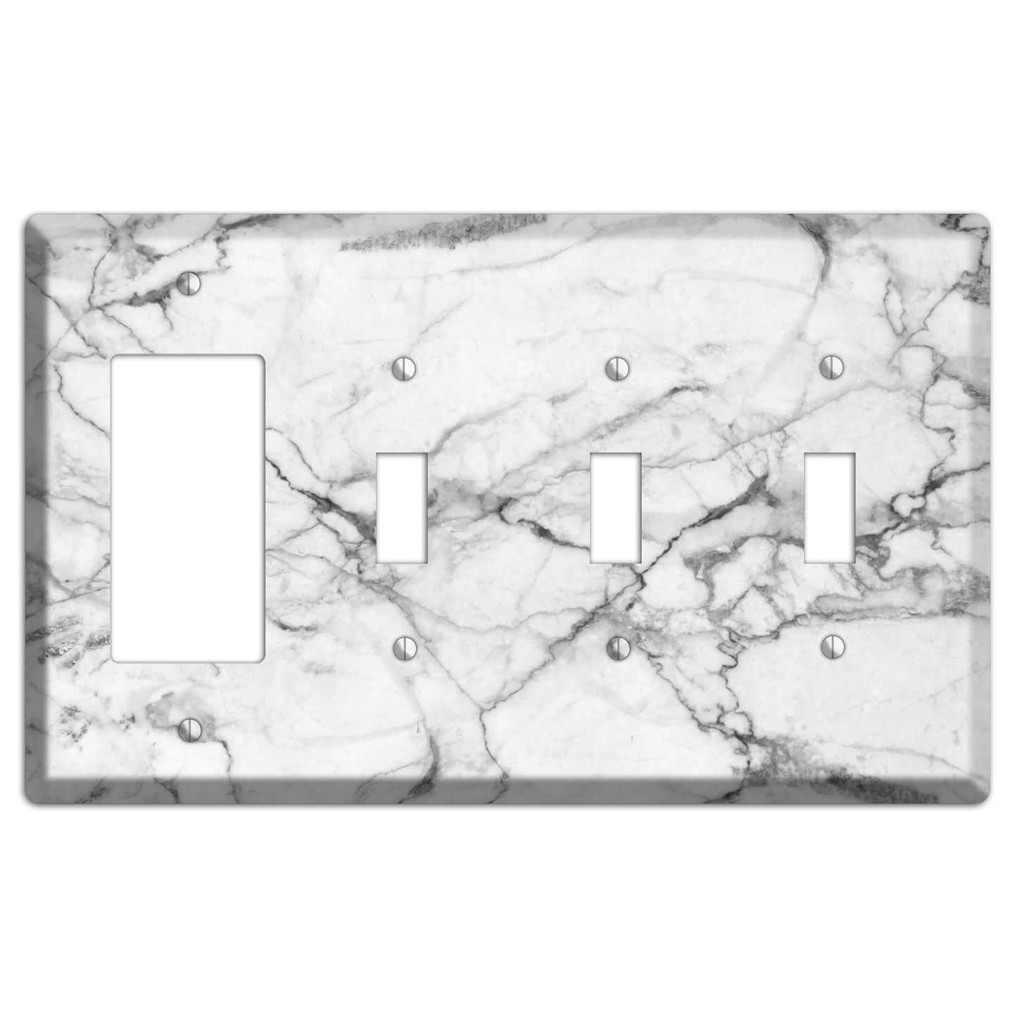 White and Gray Marble Rocker / 3 Toggle Wallplate