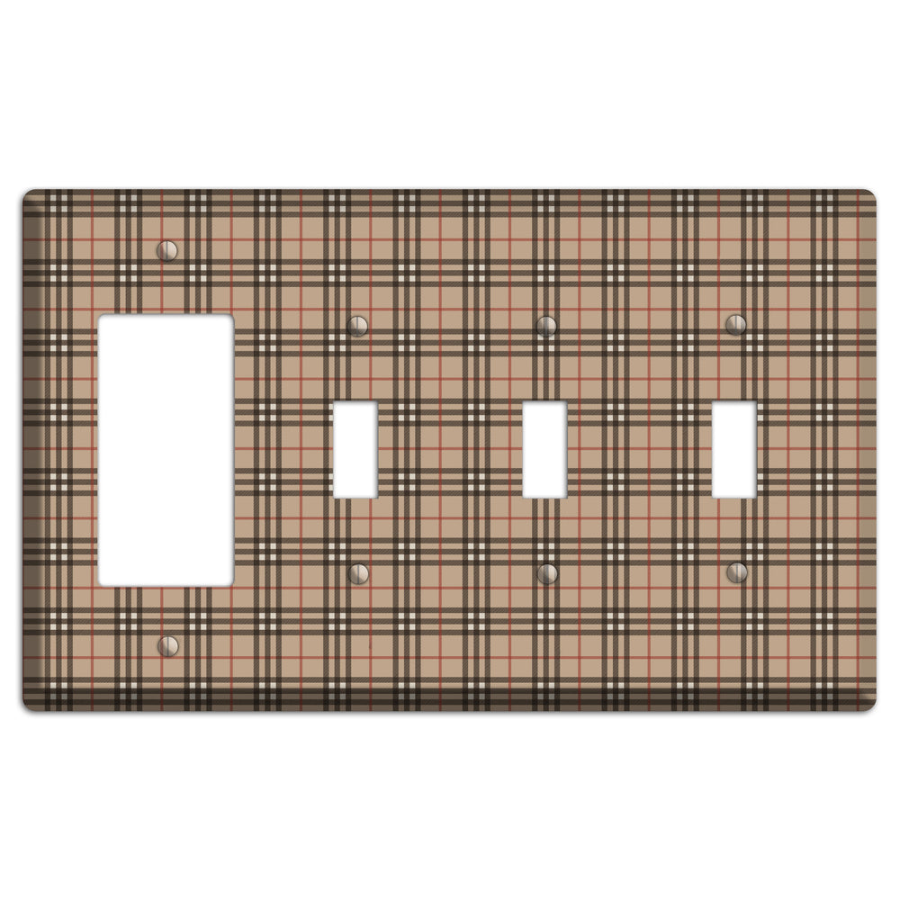 London Plaid Rocker / 3 Toggle Wallplate
