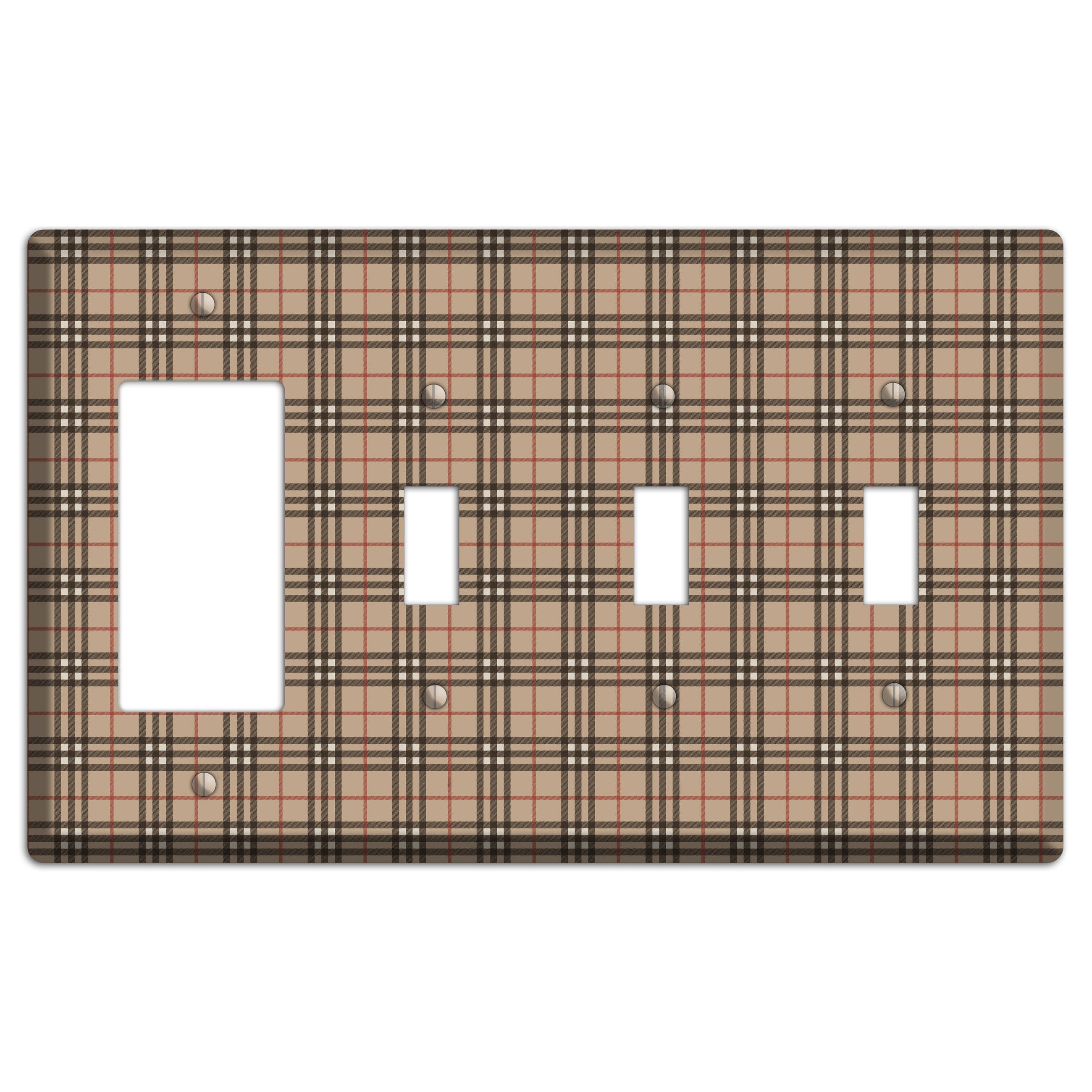 London Plaid Rocker / 3 Toggle Wallplate