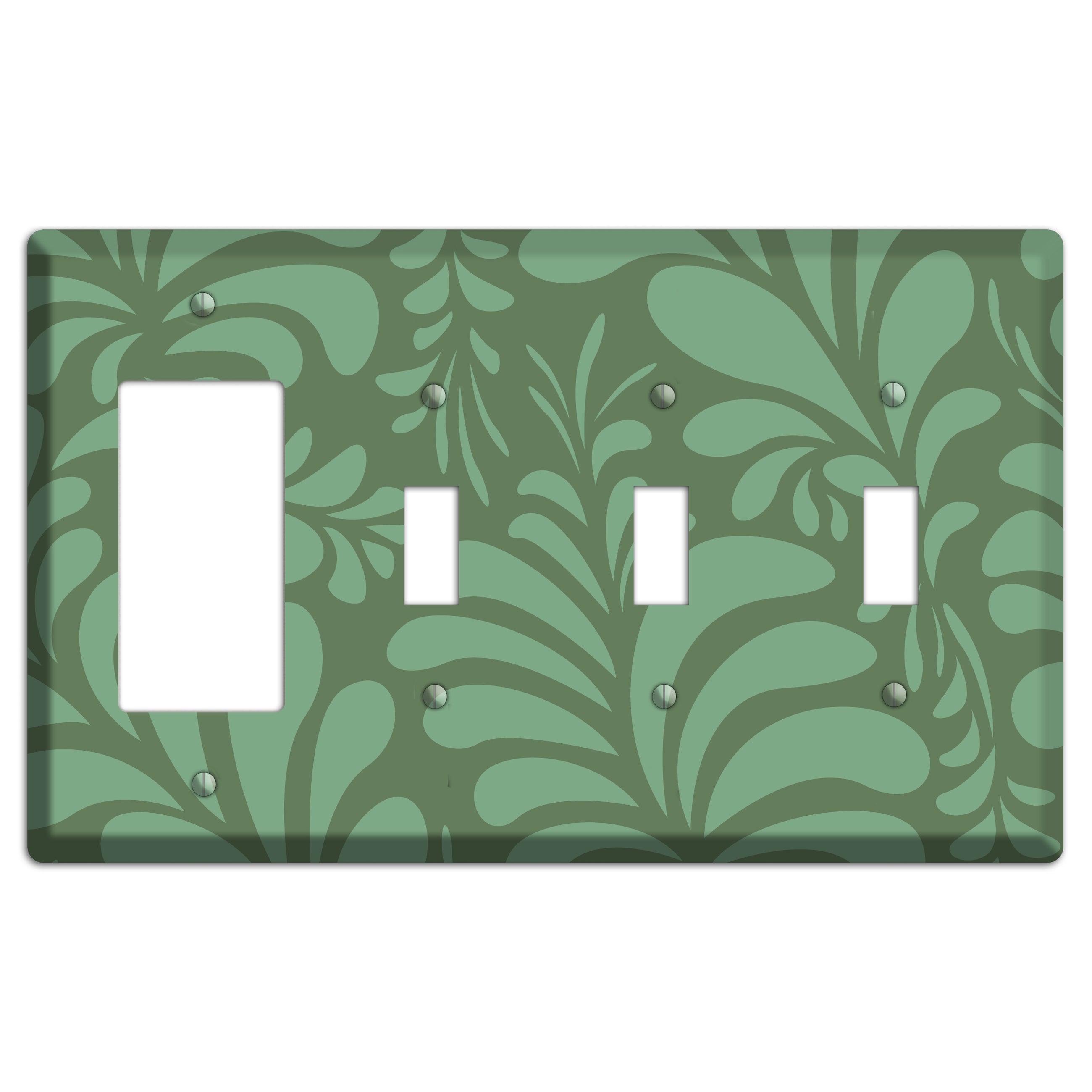 Green Herati Rocker / 3 Toggle Wallplate