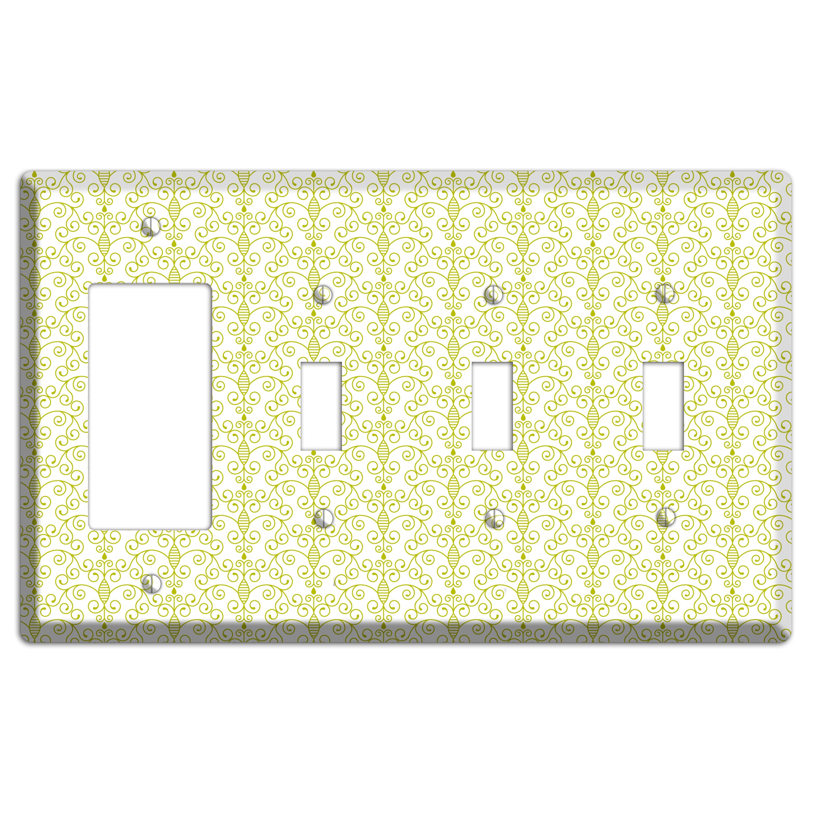Olive Toile Half Drop Rocker / 3 Toggle Wallplate