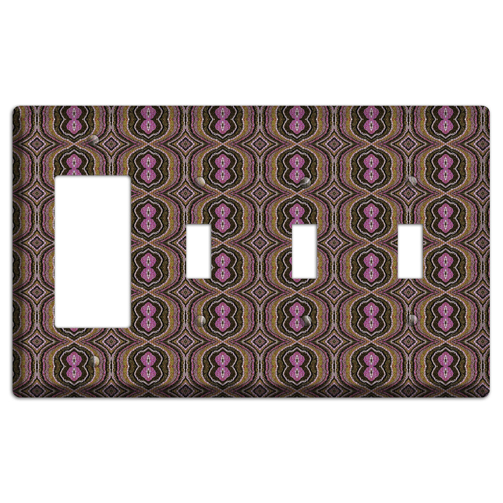 Pink and Brown Tapestry Rocker / 3 Toggle Wallplate