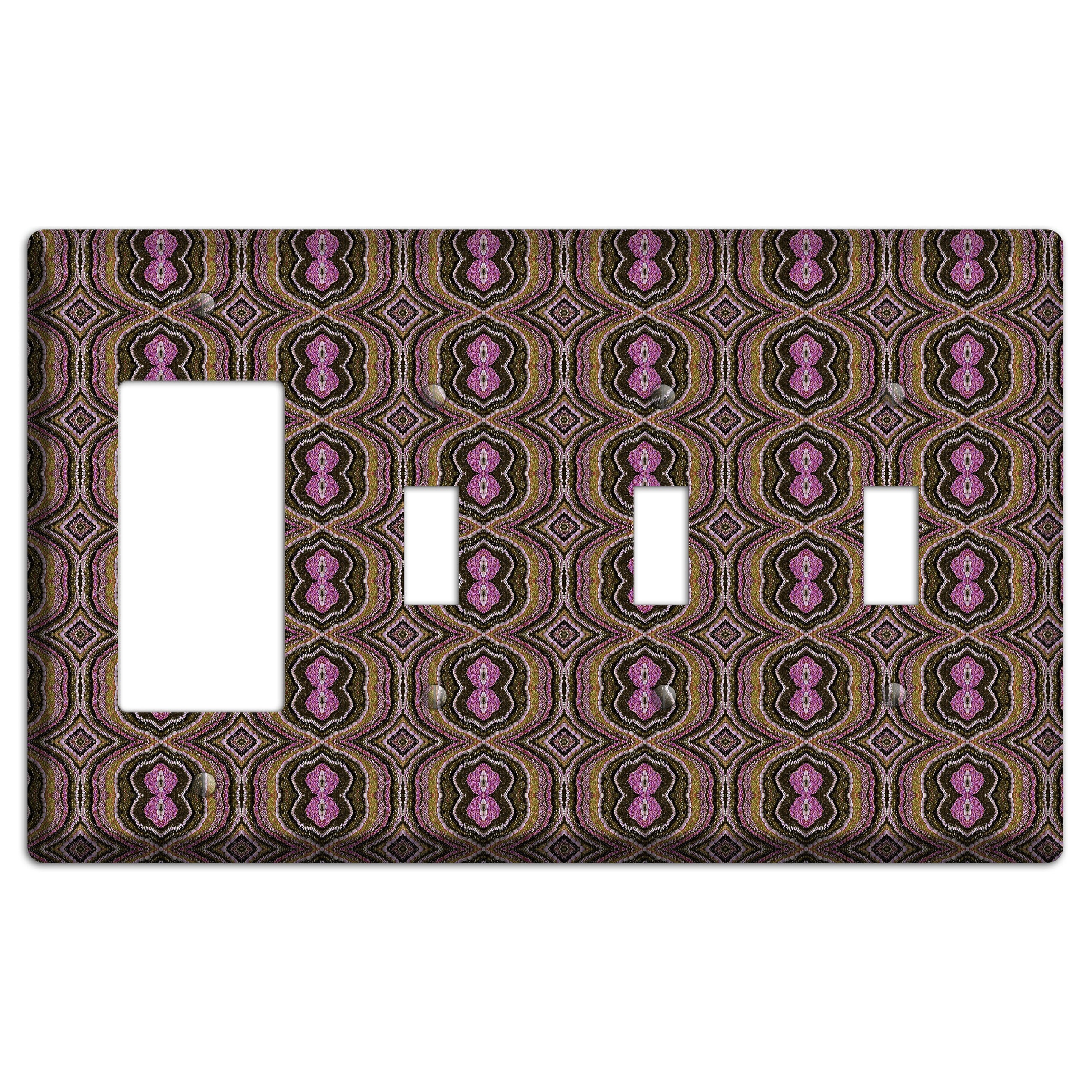 Pink and Brown Tapestry Rocker / 3 Toggle Wallplate