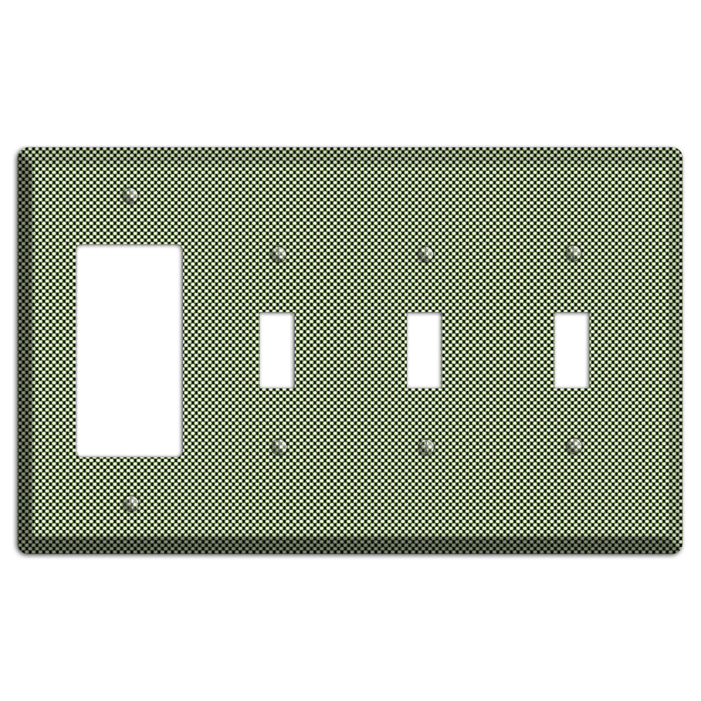 Green Tiny Check Rocker / 3 Toggle Wallplate