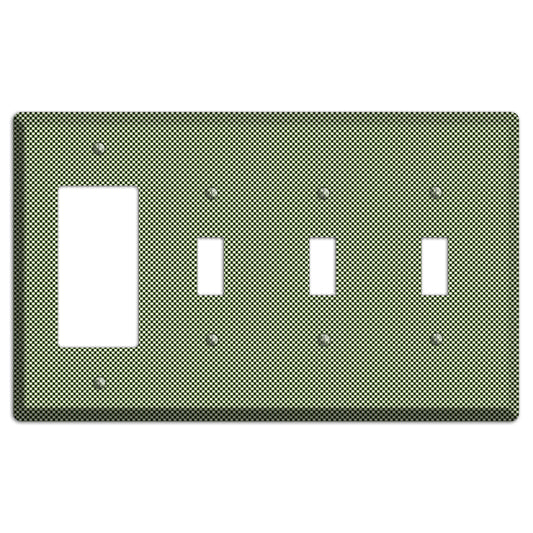 Green Tiny Check Rocker / 3 Toggle Wallplate