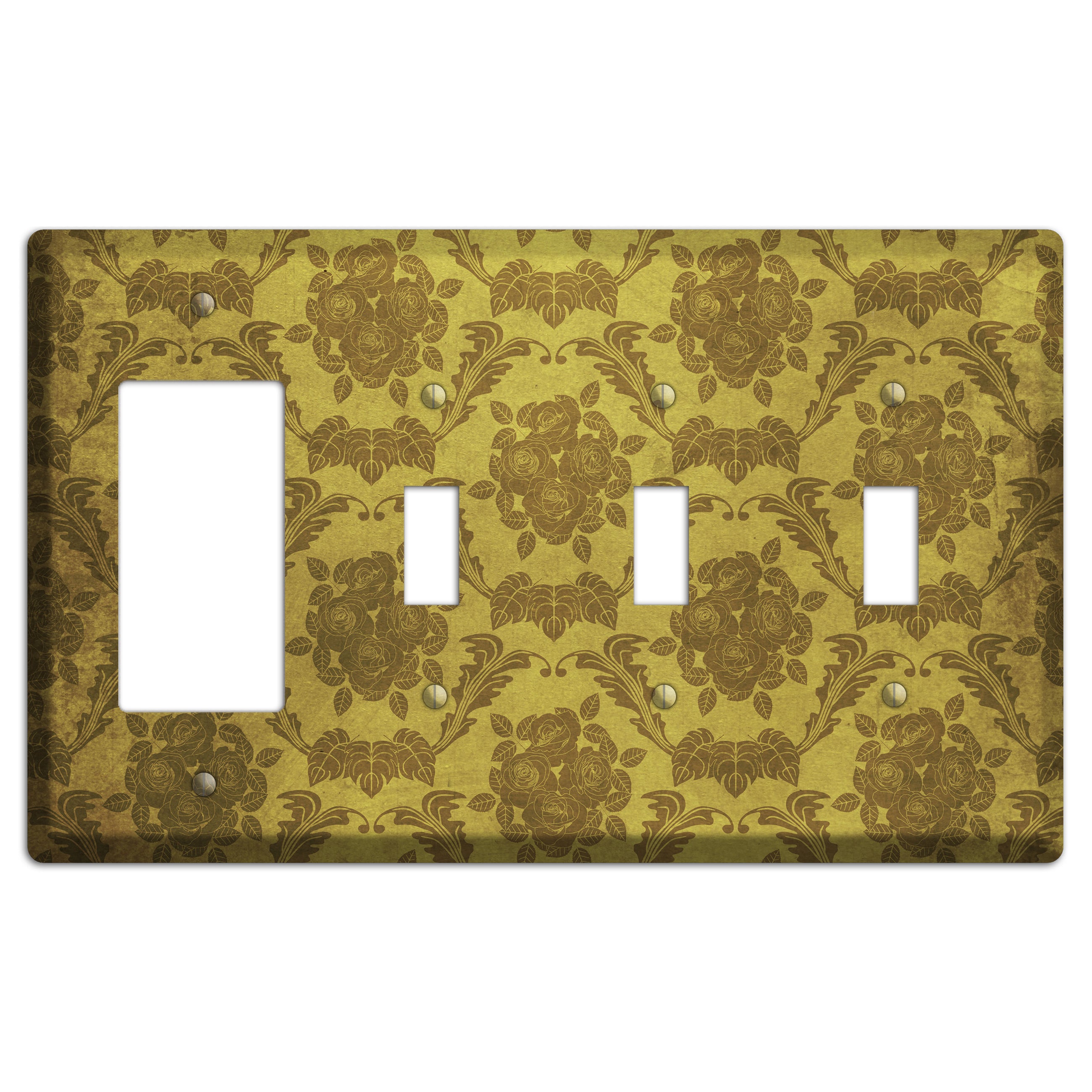 Pesto Vintage Rose Damask Rocker / 3 Toggle Wallplate