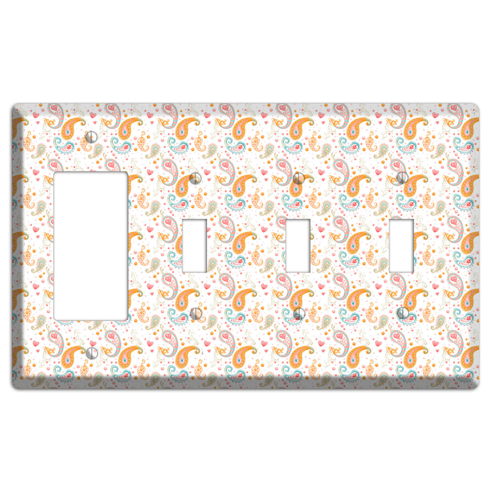 Small Paisley Rocker / 3 Toggle Wallplate
