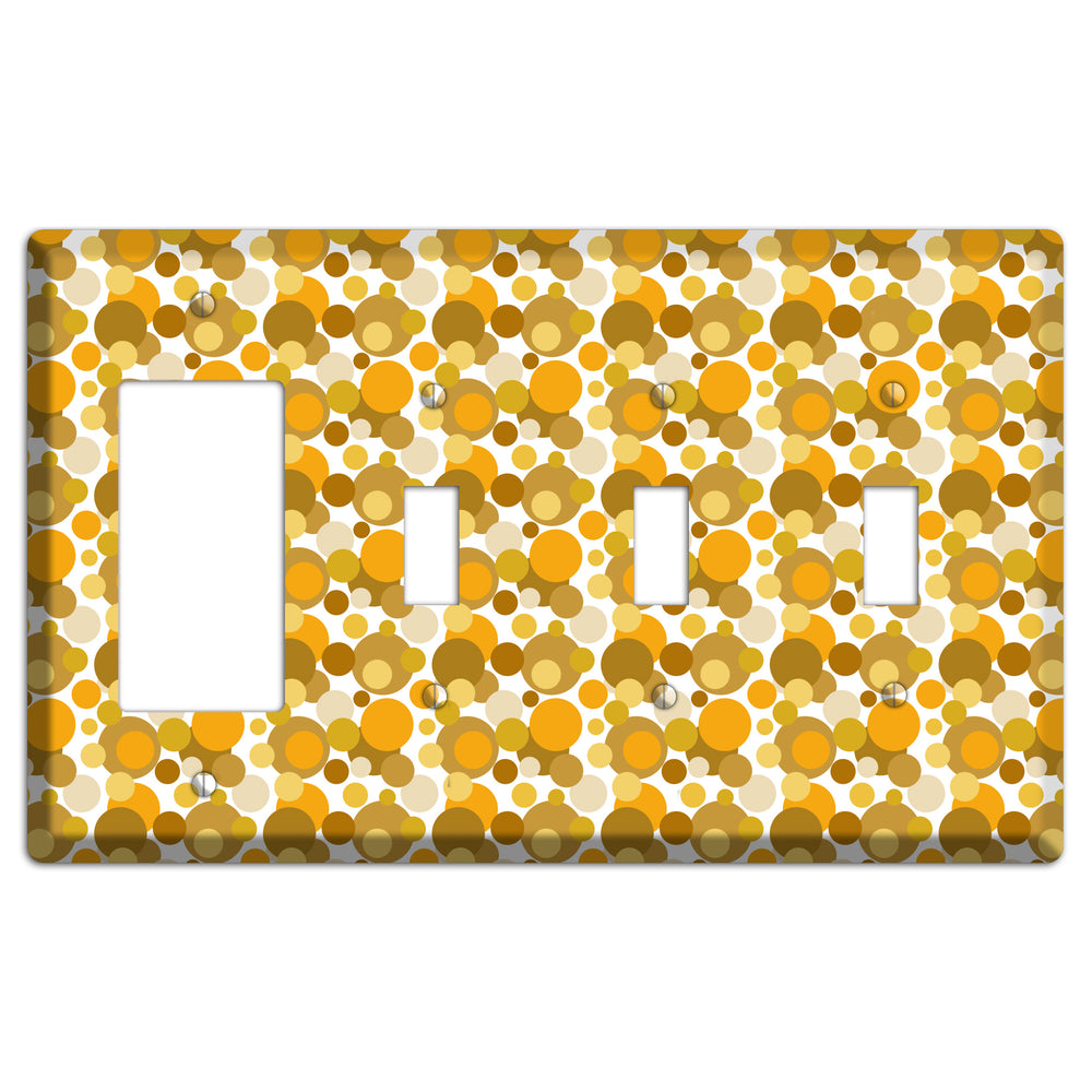 Multi Umber Bubble Dots Rocker / 3 Toggle Wallplate