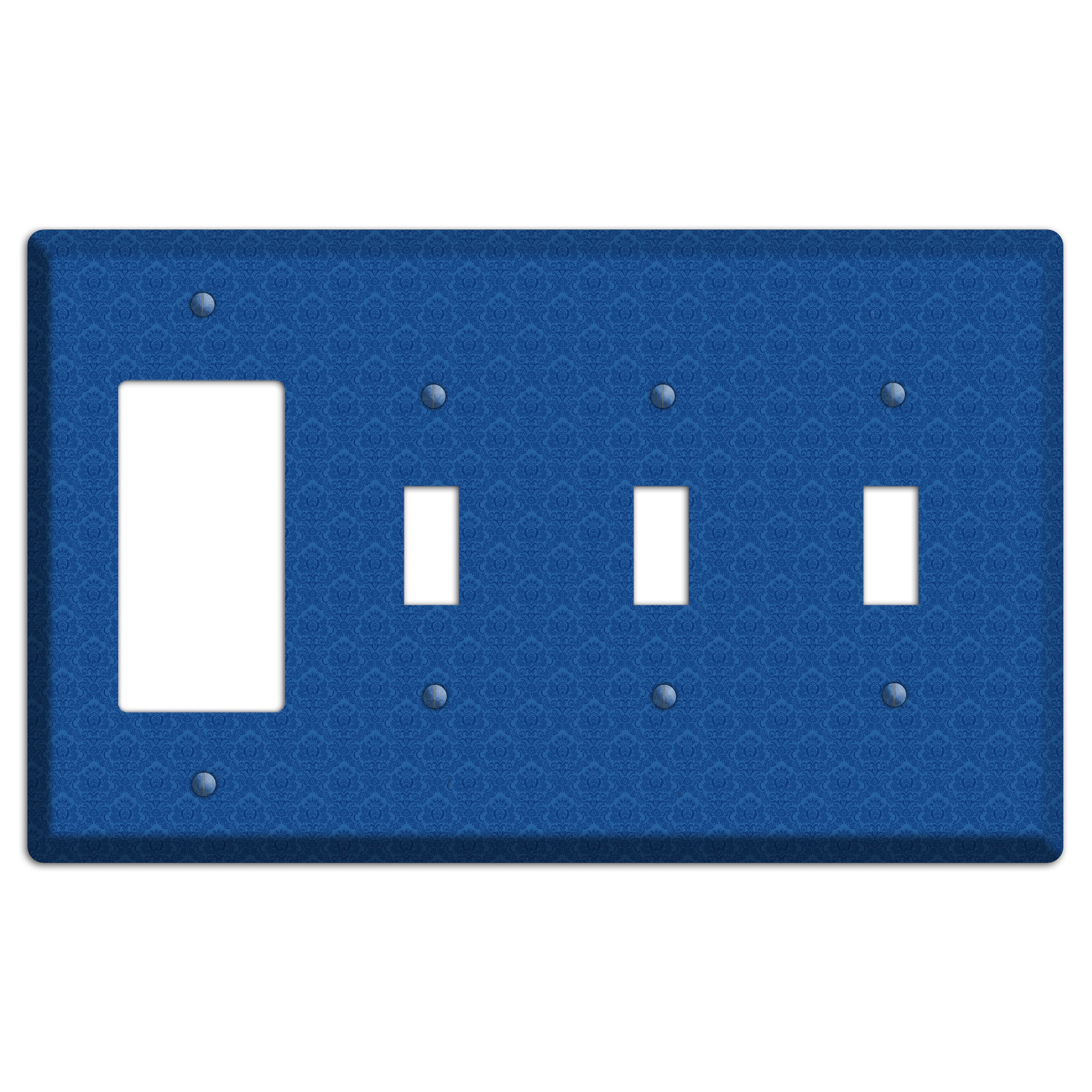Blue Cartouche Rocker / 3 Toggle Wallplate