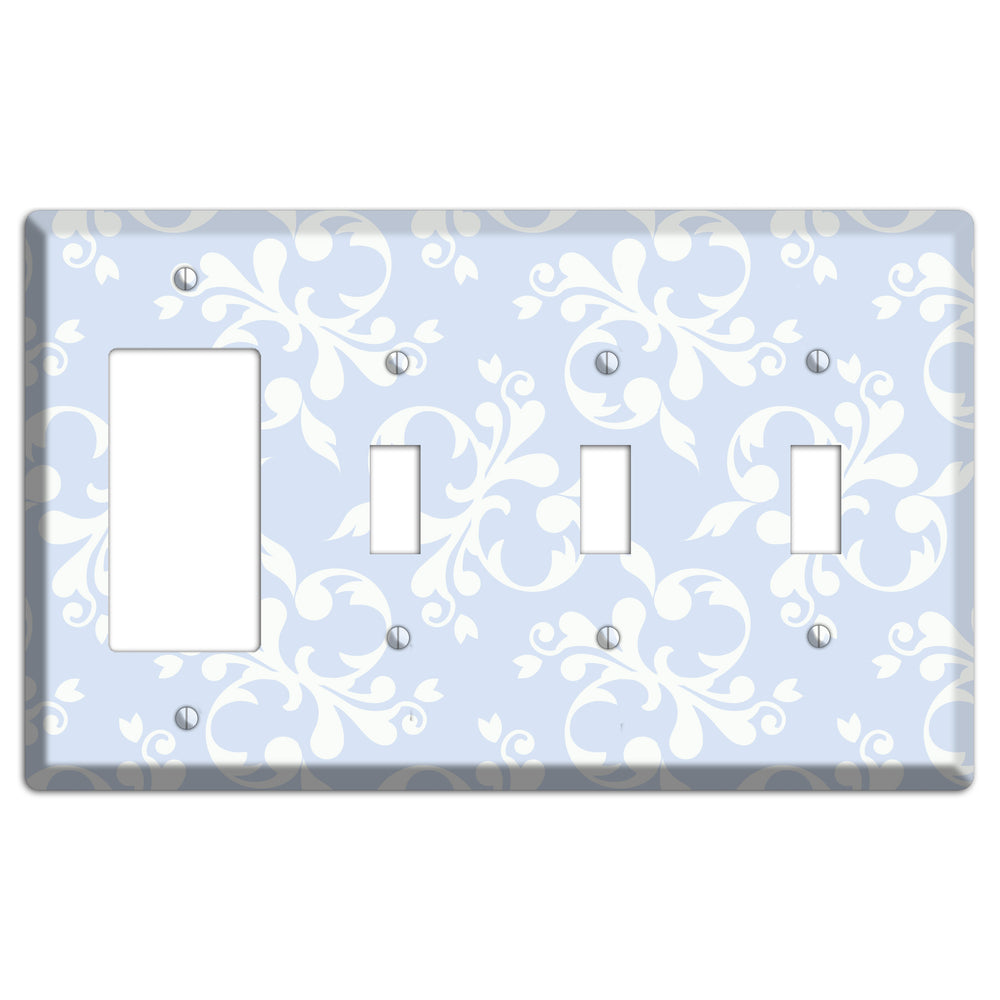 Light Blue Victorian Toile Rocker / 3 Toggle Wallplate