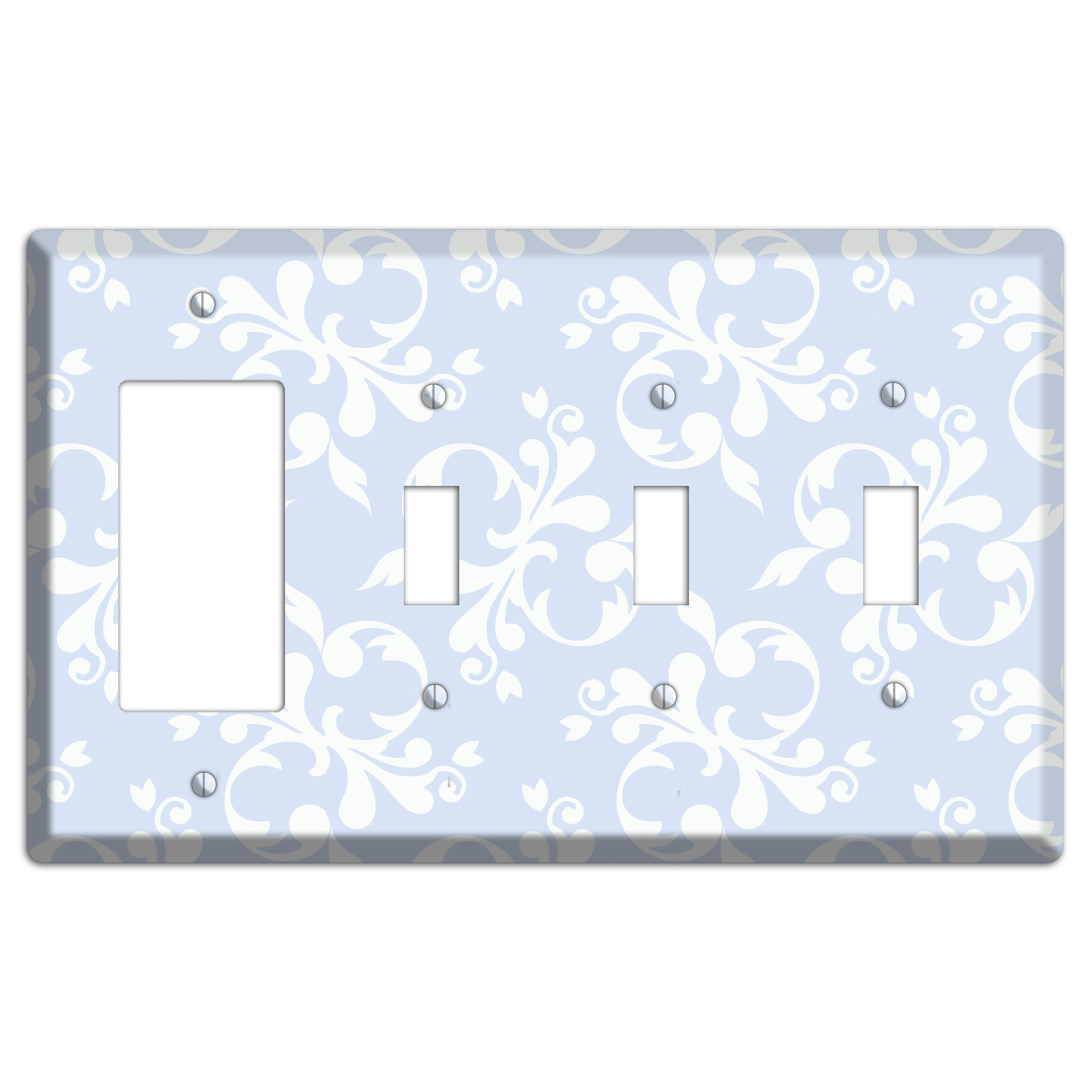 Light Blue Victorian Toile Rocker / 3 Toggle Wallplate