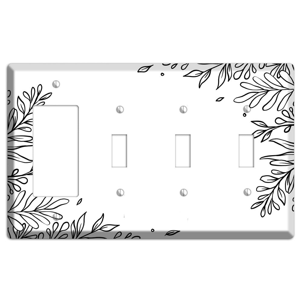 Hand-Drawn Floral 8 Rocker / 3 Toggle Wallplate