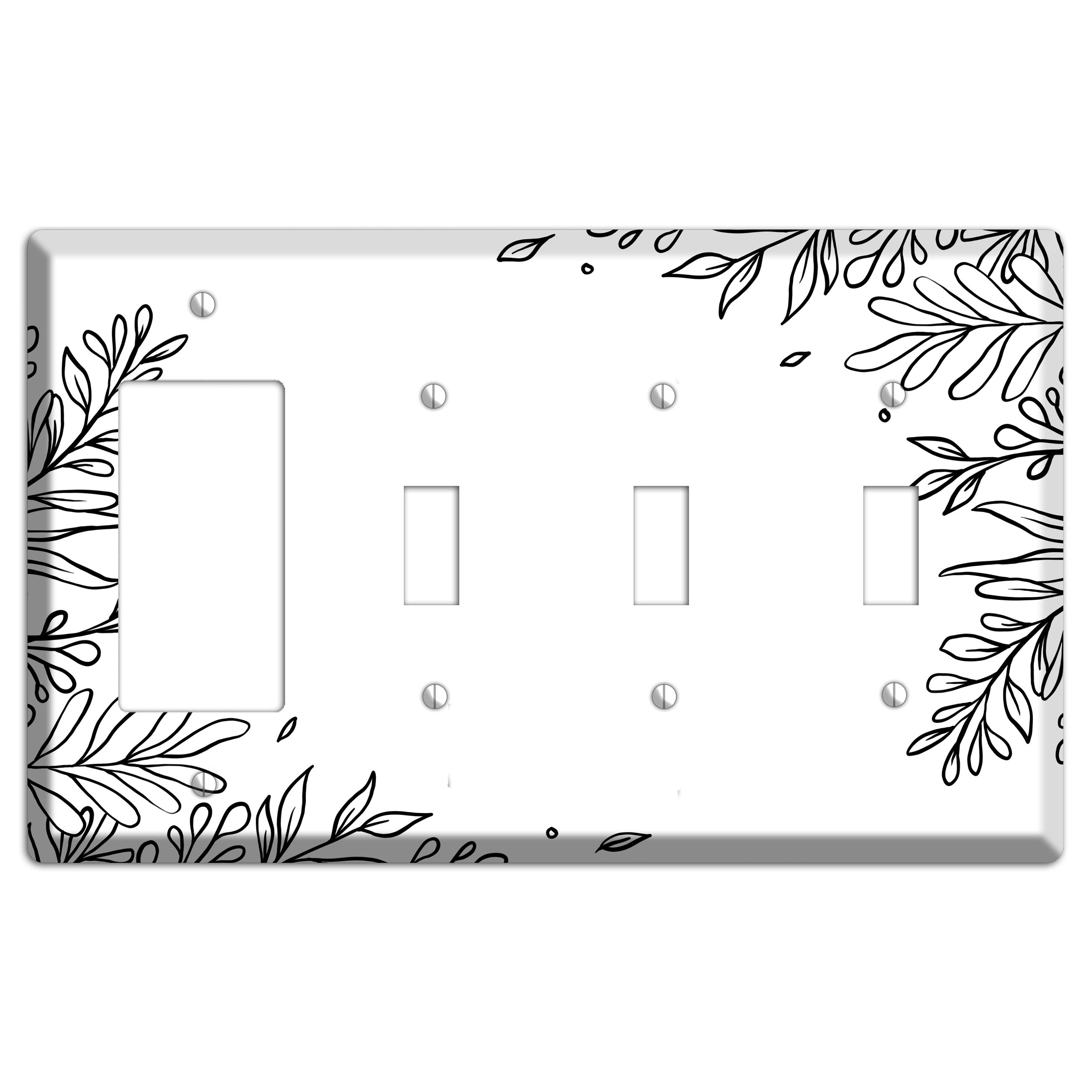 Hand-Drawn Floral 8 Rocker / 3 Toggle Wallplate