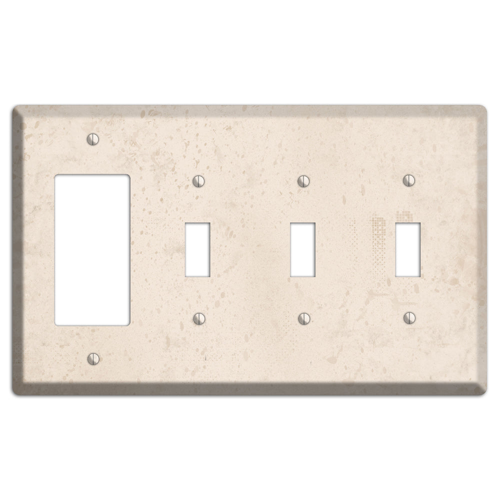 Bone Neutral Texture Rocker / 3 Toggle Wallplate