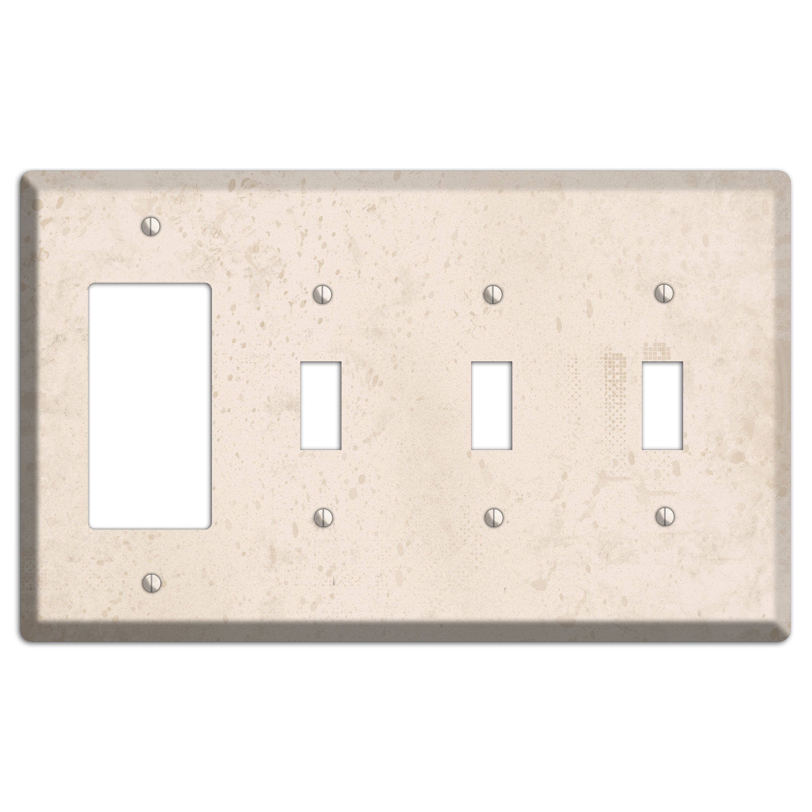 Bone Neutral Texture Rocker / 3 Toggle Wallplate