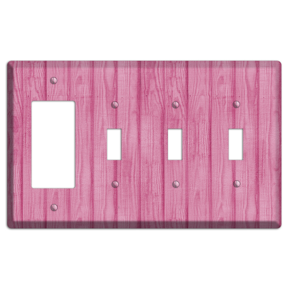 Can Can Pink Texture Rocker / 3 Toggle Wallplate