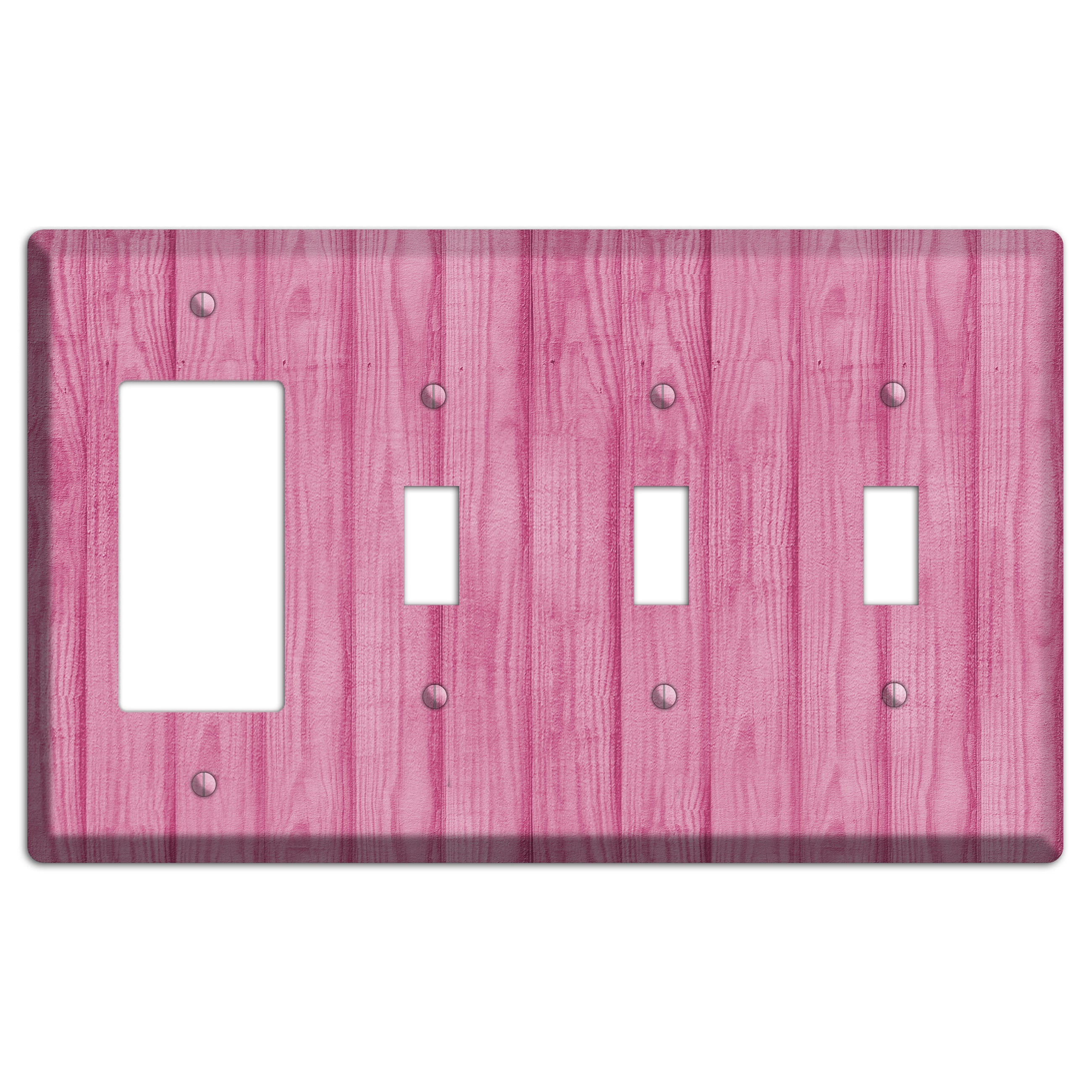 Can Can Pink Texture Rocker / 3 Toggle Wallplate