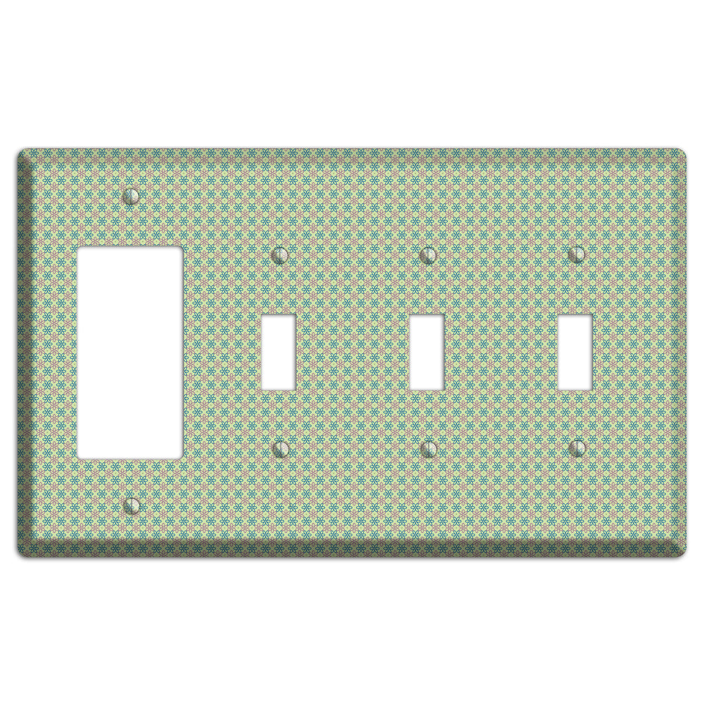 Multi Green Foulard Rocker / 3 Toggle Wallplate