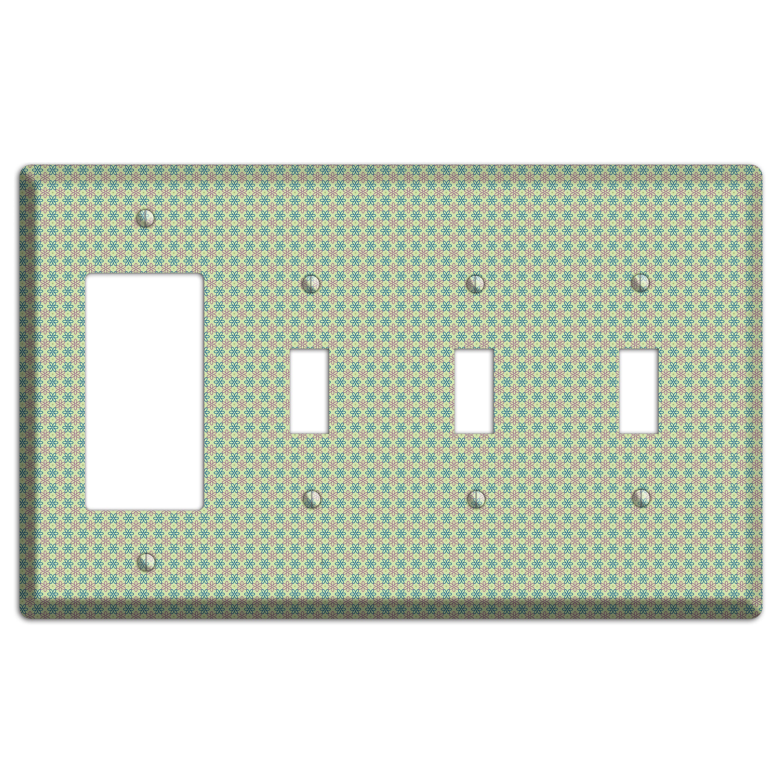 Multi Green Foulard Rocker / 3 Toggle Wallplate