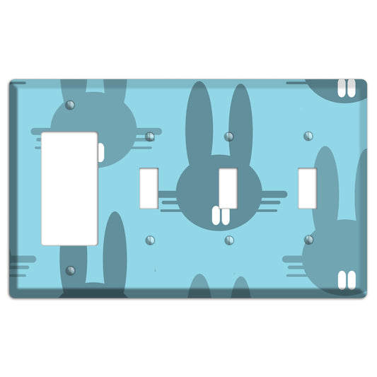 Blue Bunny Rocker / 3 Toggle Wallplate
