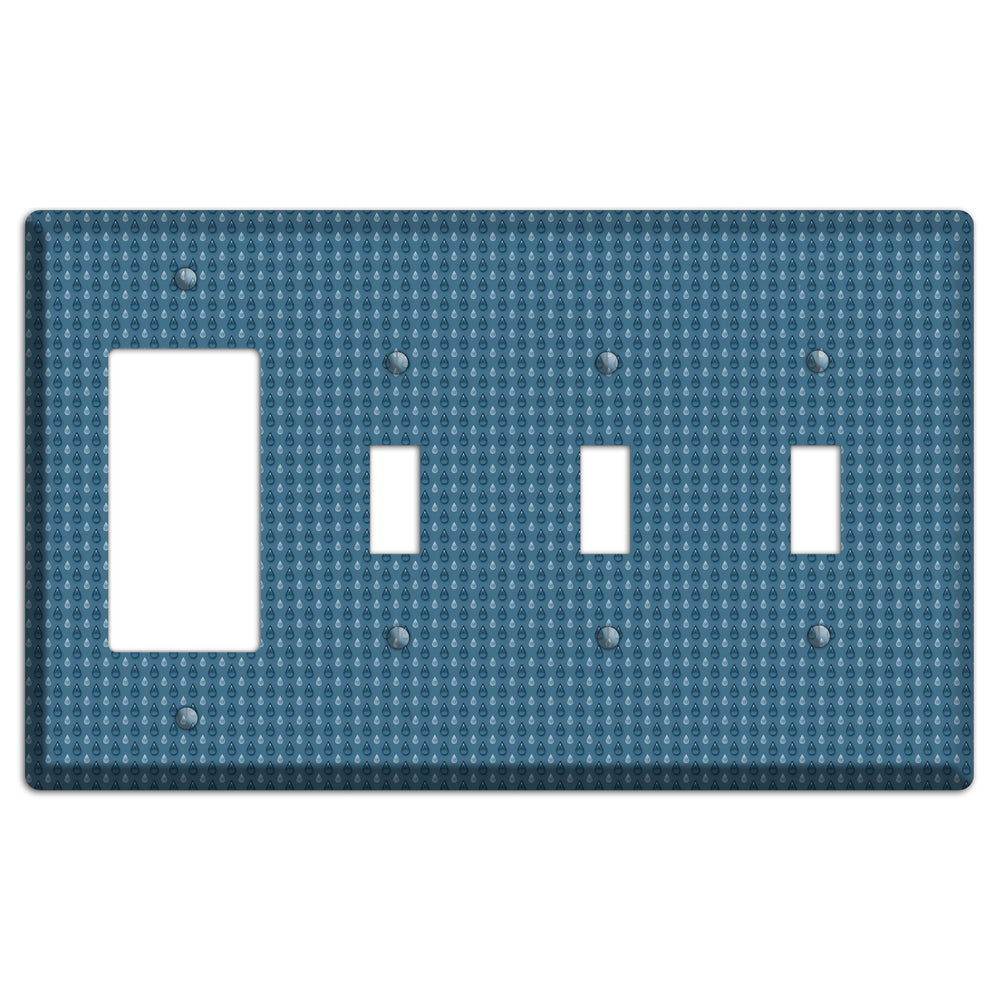 Blue Drops Rocker / 3 Toggle Wallplate