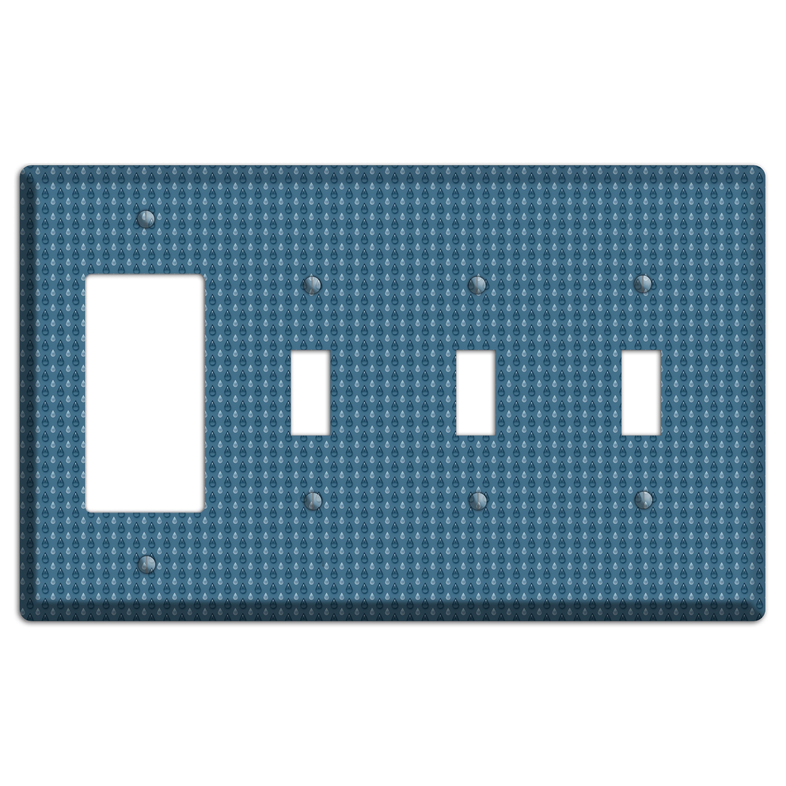 Blue Drops Rocker / 3 Toggle Wallplate